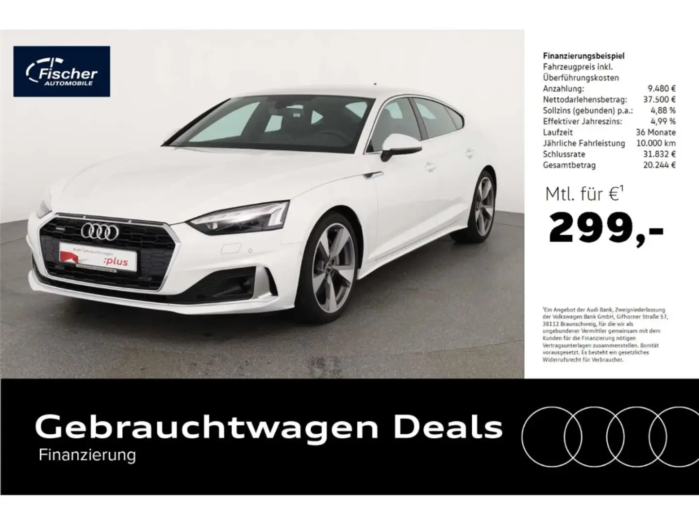Audi A5 Sportback 50 TDI quattro Advance Weiß - 1