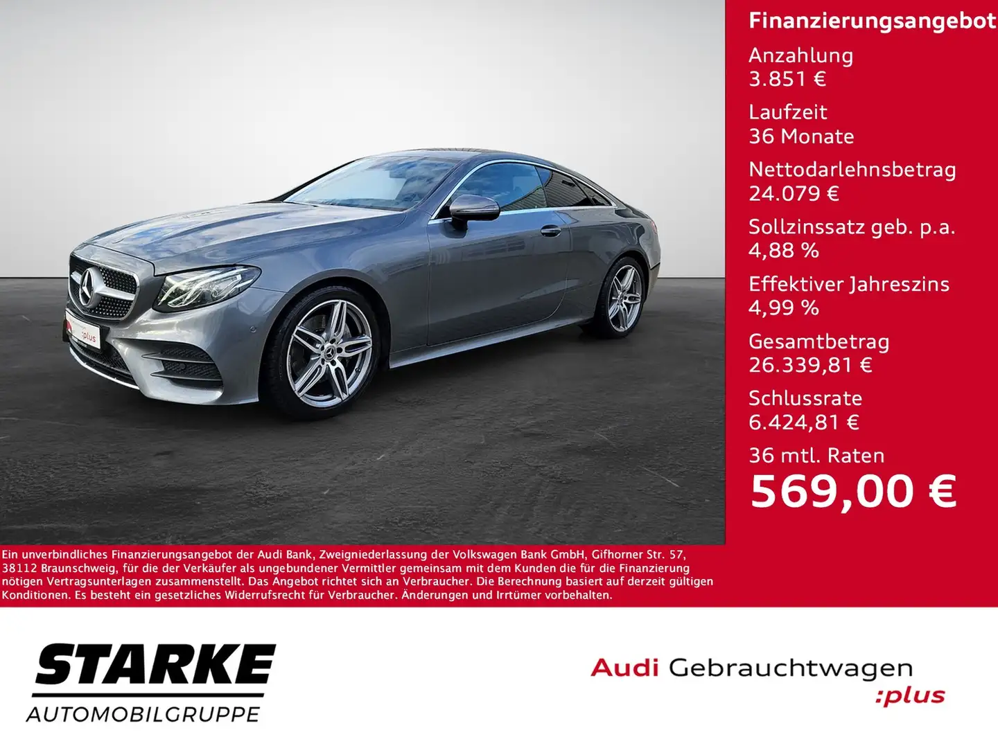 Mercedes-Benz E 200 Coupe AMG-Line Interieur Navi LED Memory Dinami... Grau - 1