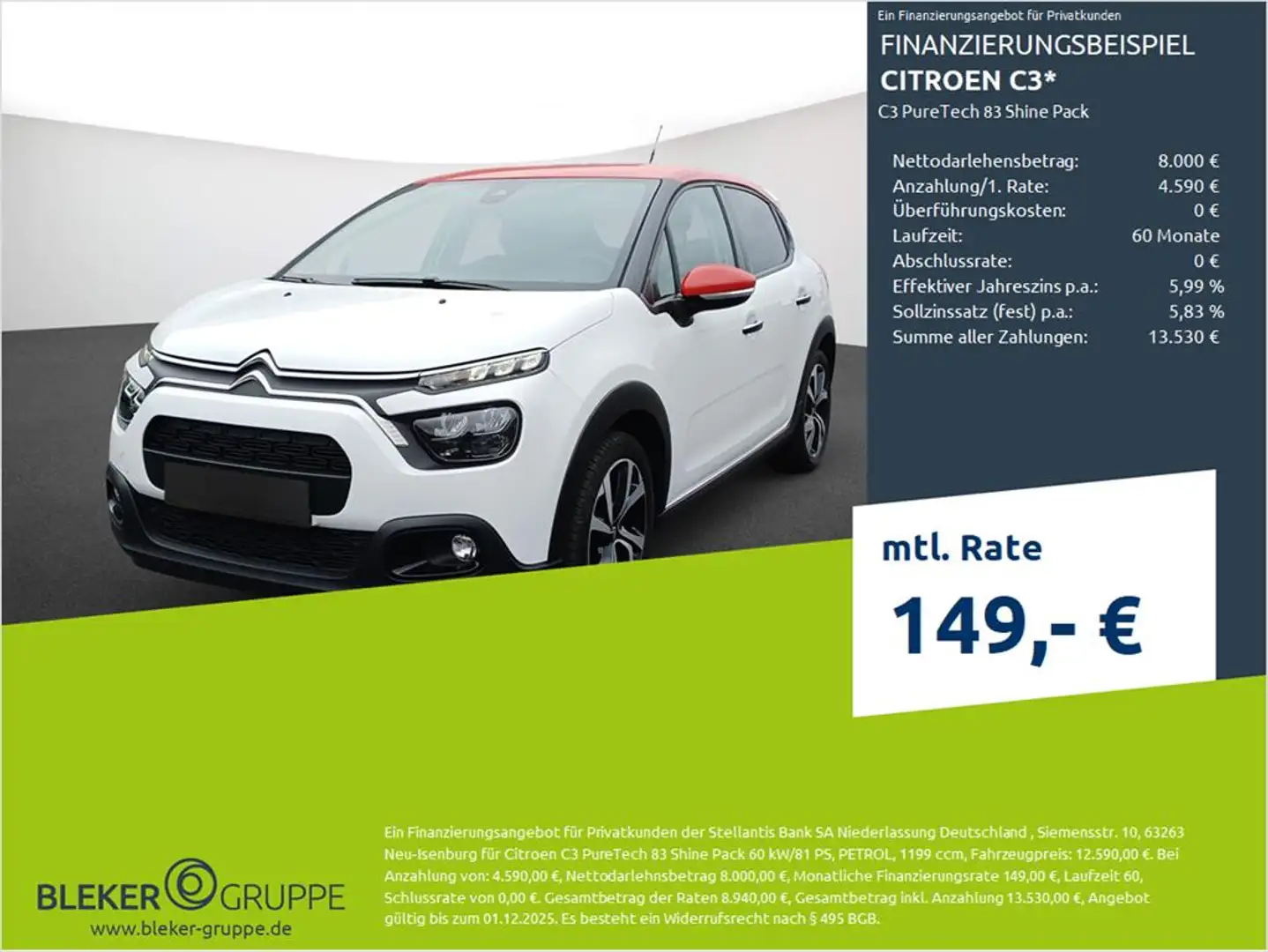 Citroen C3 PureTech 83 Shine Pack Weiß - 1