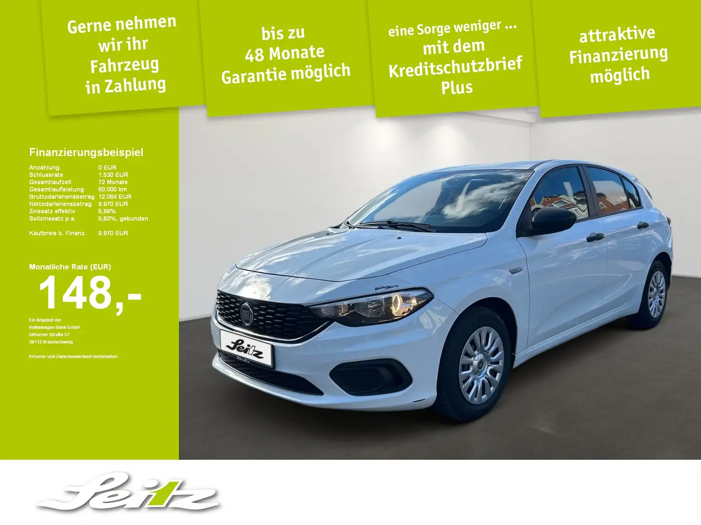 Fiat Tipo 1.4 16V Pop - AHK AHK. Klimaanlage Weiß - 1