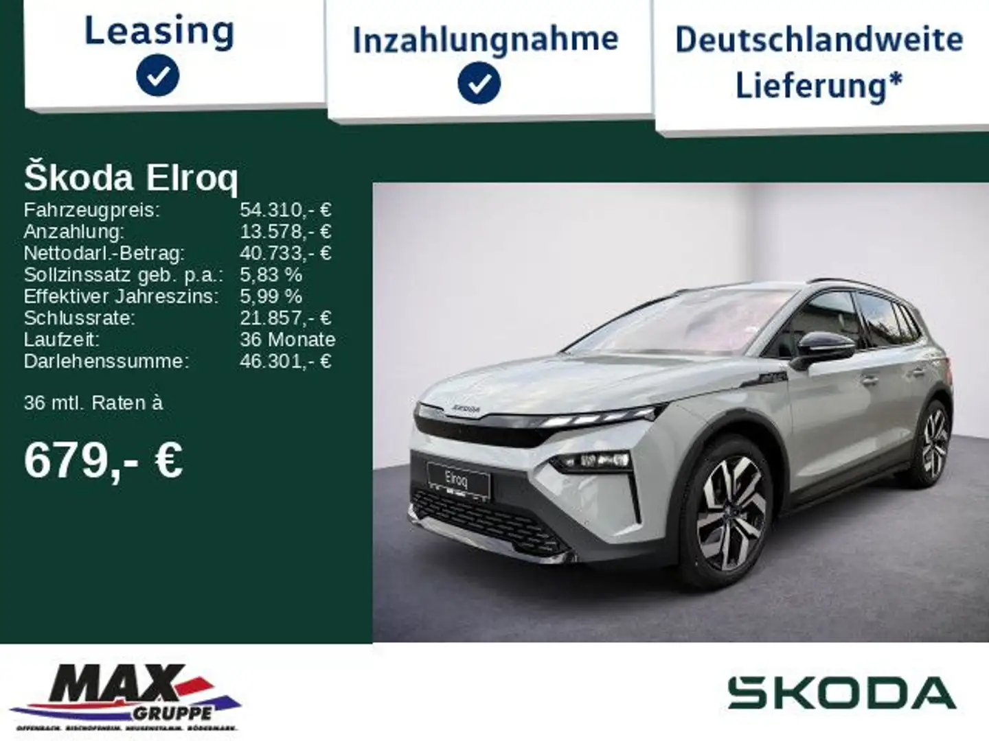 Skoda Elroq 85 Sportline210kW MATRIXLED*AHK*NAV*KEYLES Grau - 1