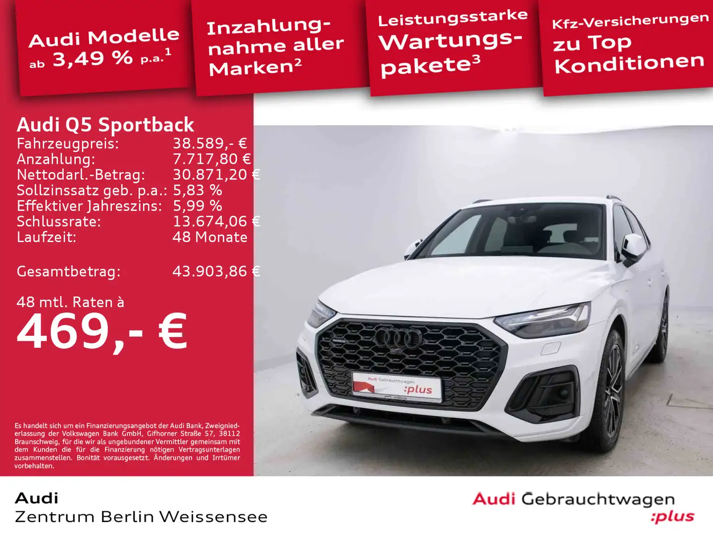 Audi Q5 45 TFSI S-TRO*QUA*S-LINE*360*MATRIX Weiß - 1