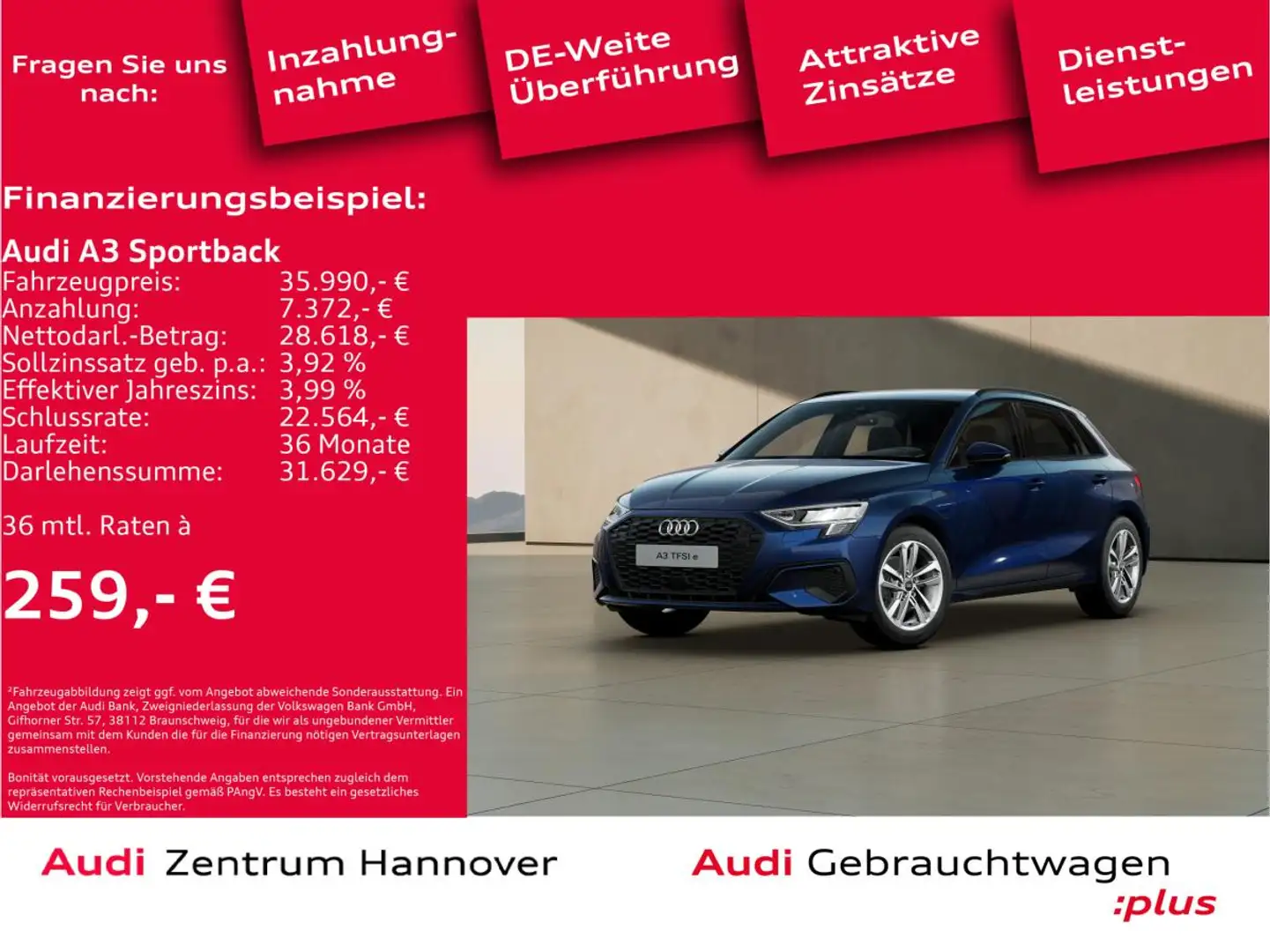 Audi A3 Sportback 40 TFSIe Kamera virtual Navi ACC Blau - 2