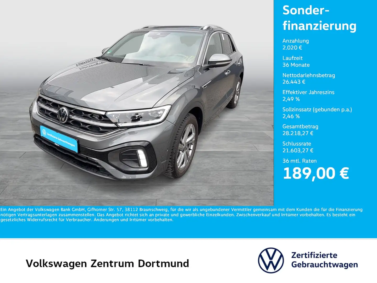 Volkswagen T-Roc 1.5 R-LINE ACC LM17 NAVI CARPLAY SITZHEIZ. Grau - 1