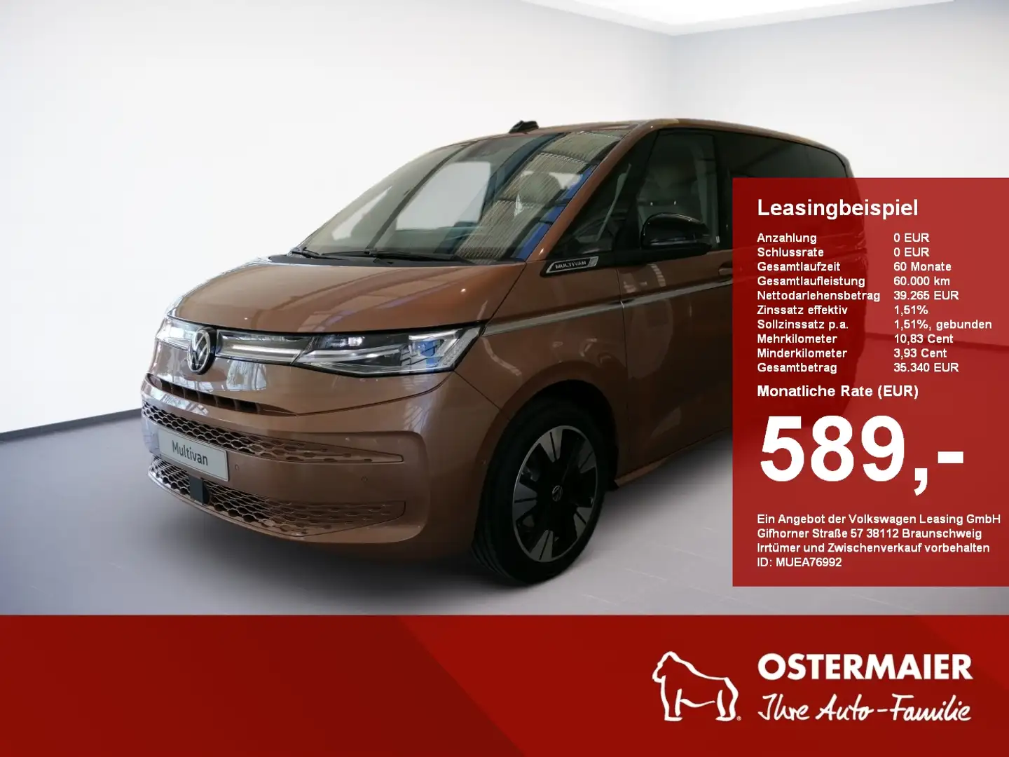 Volkswagen T7 Multivan Style KÜ 2.0TDI 150PS DSG 5J-GARANTIE,HuD,NAVI,AHK Bronze - 1