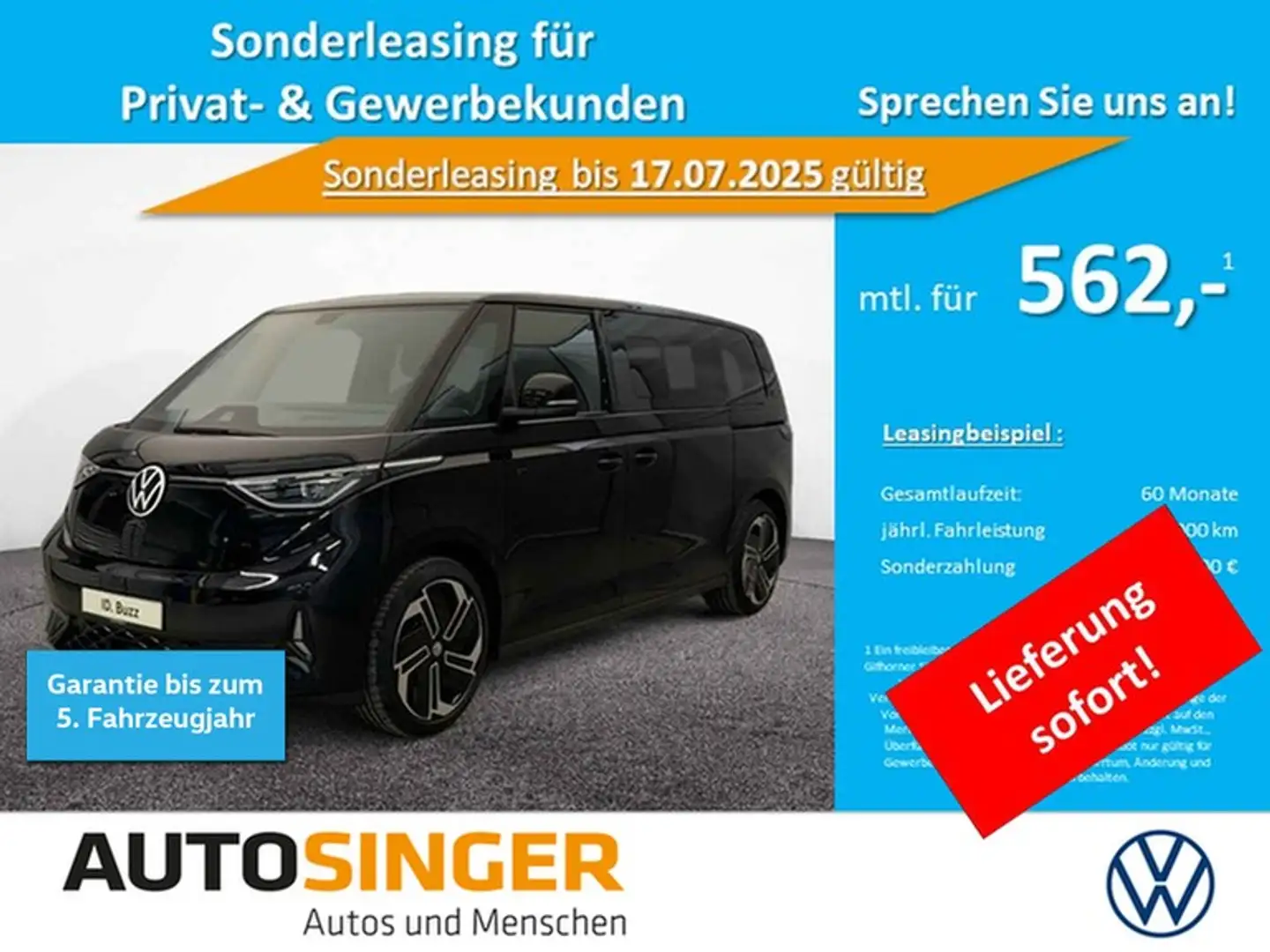Volkswagen ID. Buzz ID.Buzz GTX LANG LR 6-S*ELEK.TÜR*WÄRME*PANO*360 Schwarz - 1