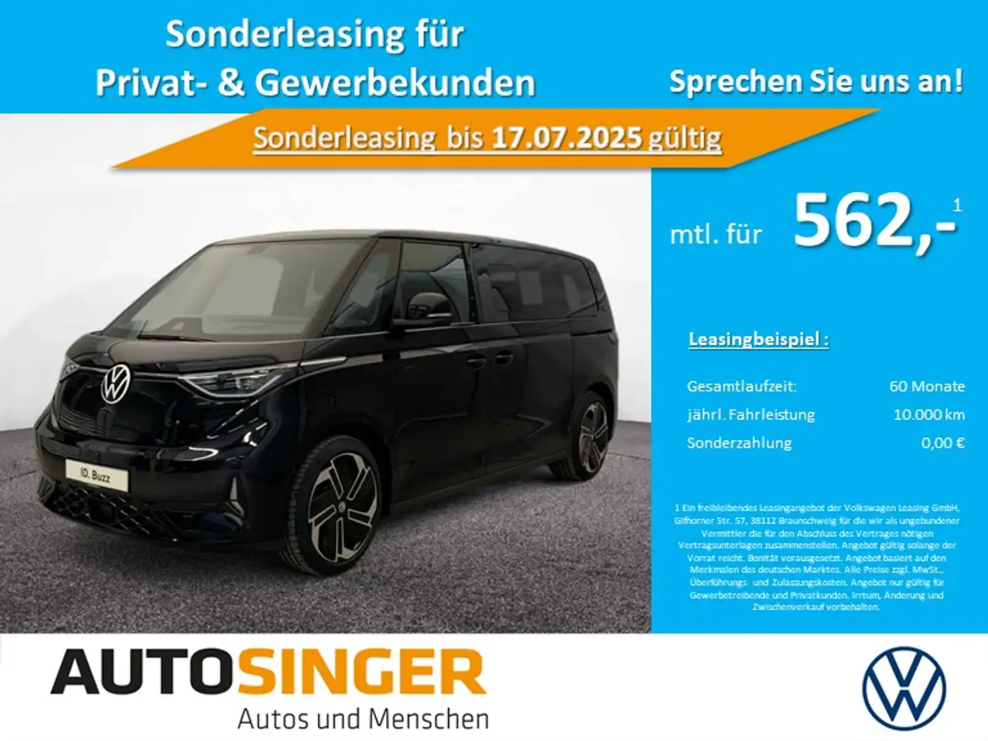 Volkswagen ID. Buzz ID.Buzz GTX LANG LR 6-S*ELEK.TÜR*WÄRME*PANO*360 Schwarz - 2