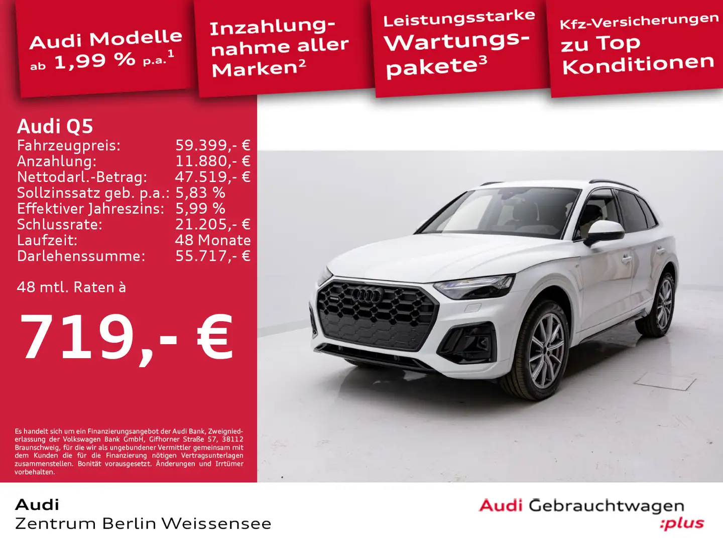 Audi Q5 40 TDI S-TRO*QUA*S-LINE*MATRIX*AHK*RFK*NAVI** Weiß - 1