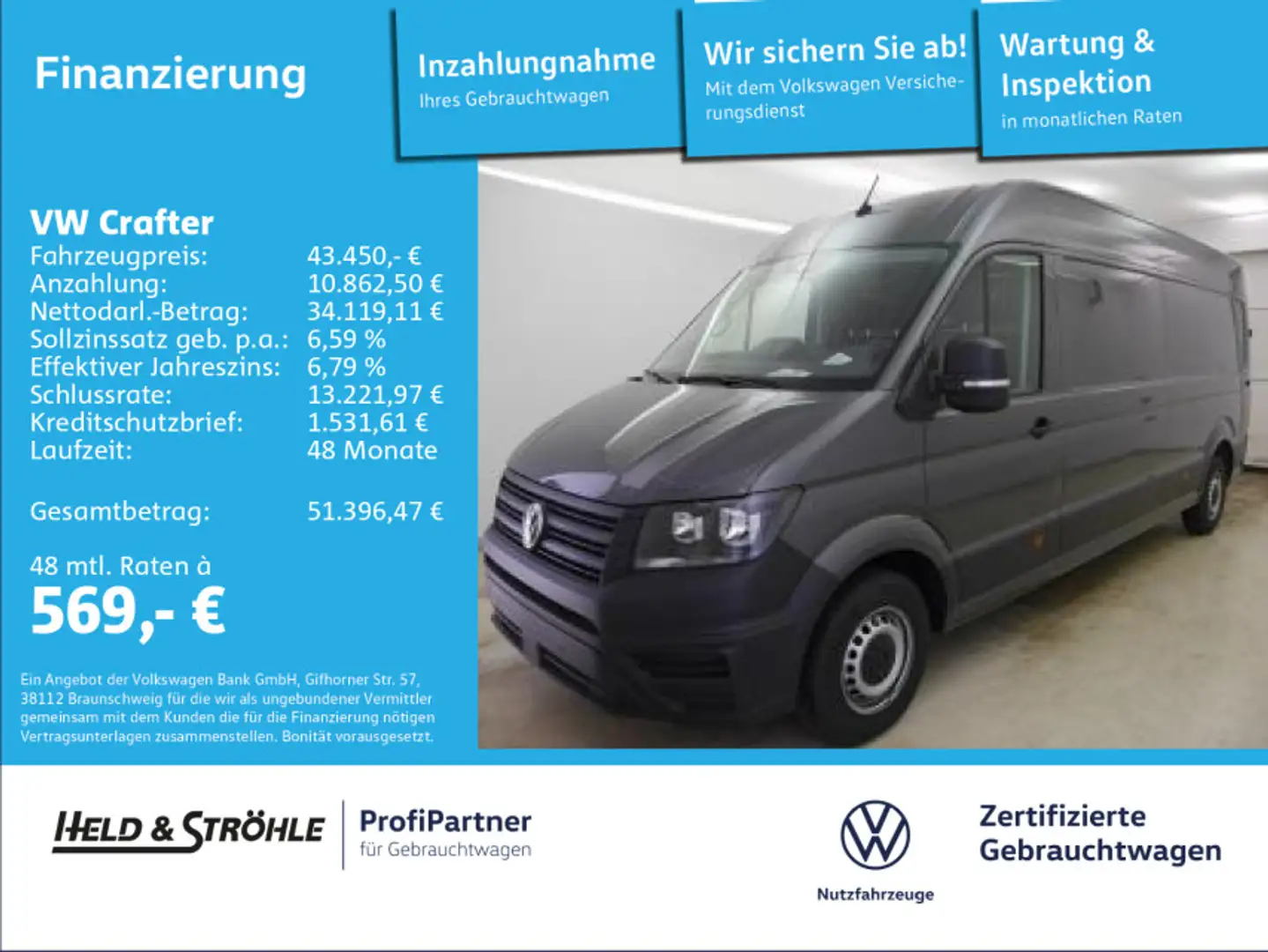 Volkswagen Crafter 35 HD LR 2.0 TDI L3H2 FWD AHK NAV KAM PD Grau - 1