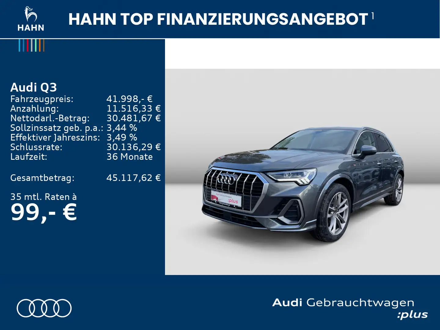 Audi Q3 35 TDI S tronic S line LED Navi AHK Sitzh ACC Grijs - 2