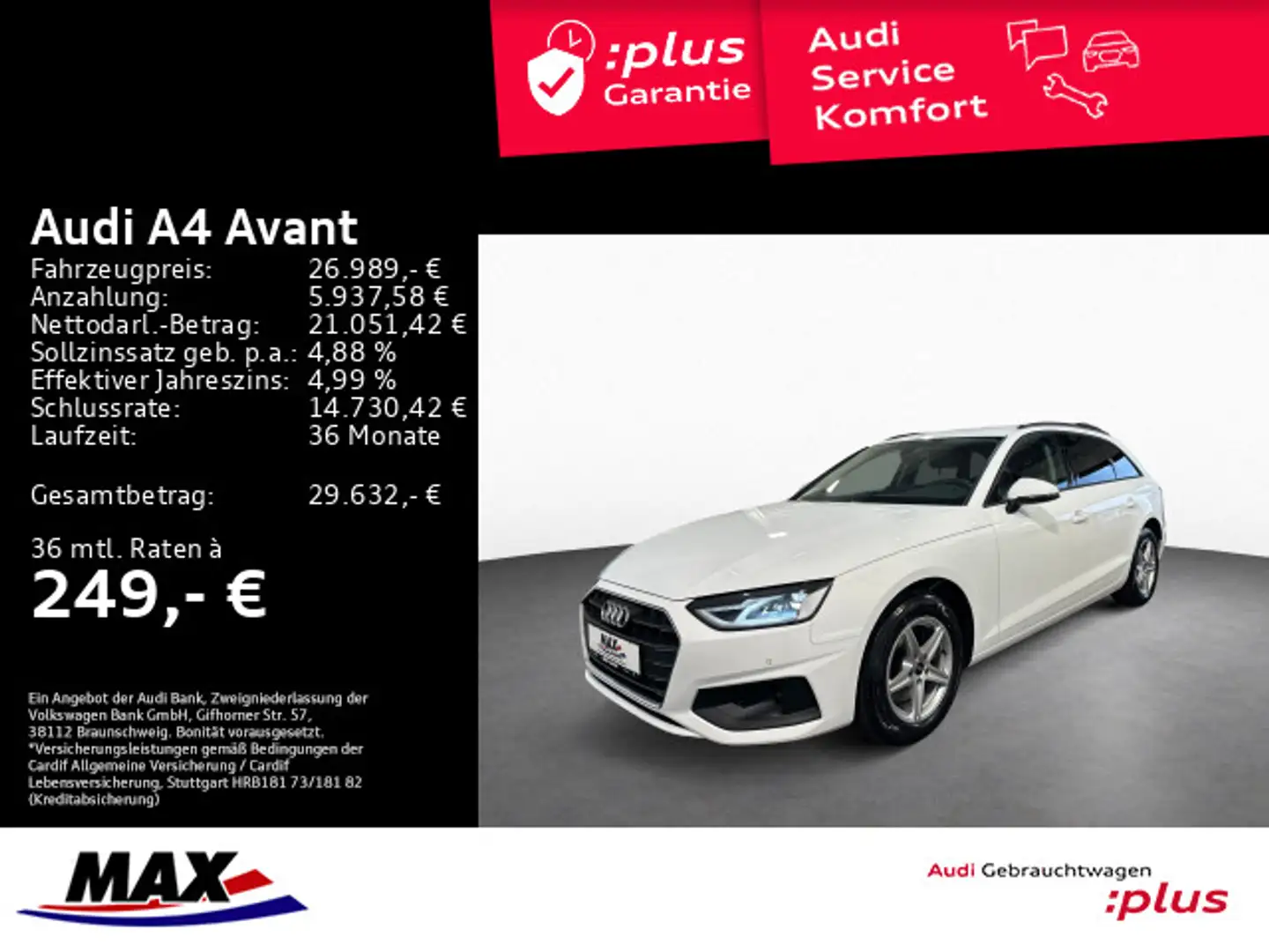 Audi A4 35 TFSI AHK+LED+MMI NAV PLUS+KAMERA+ALU Weiß - 1