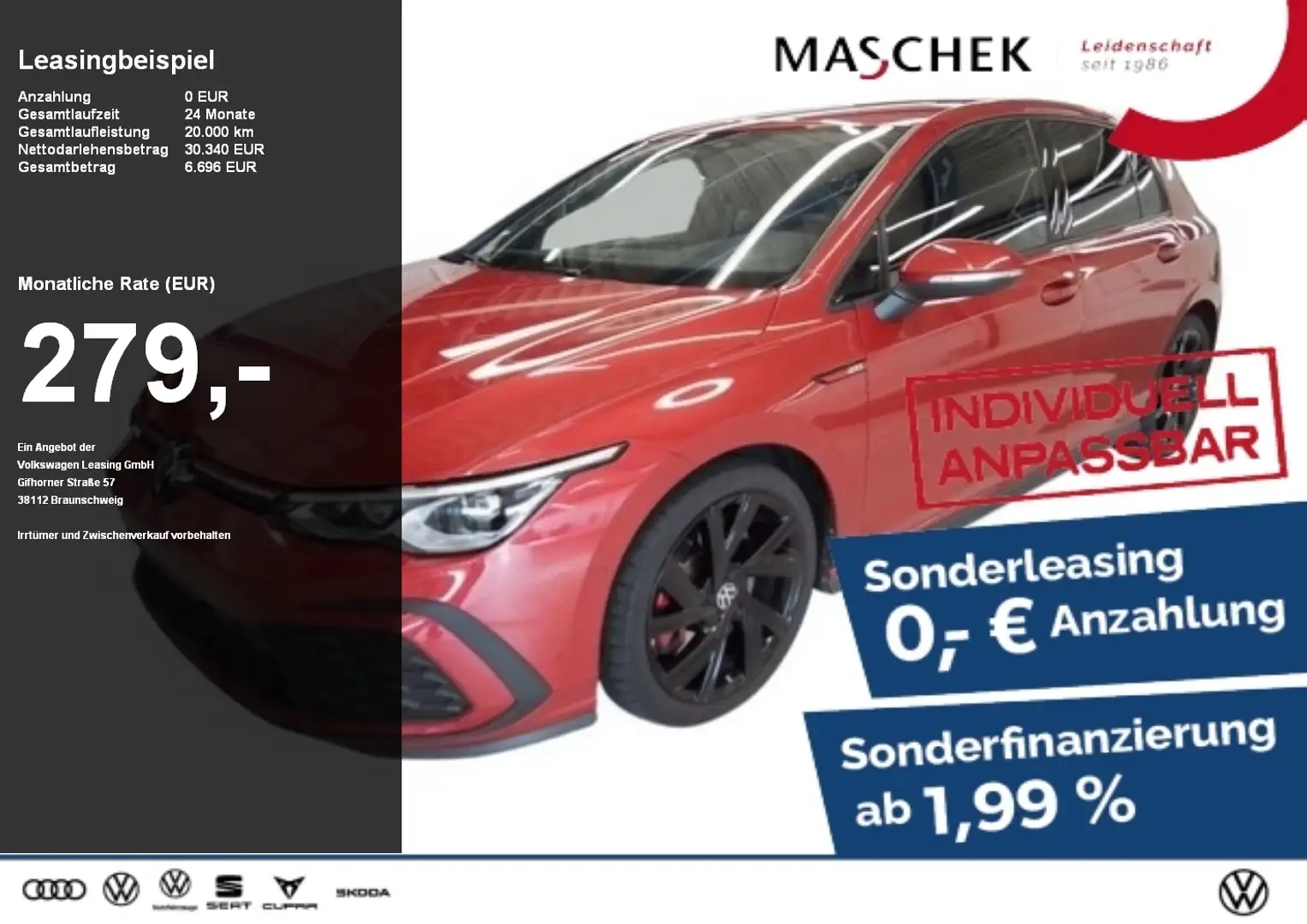 Volkswagen Golf GTI DSG Businessp. RearView LED ACC Sitzh. Navi ACC AU Rot - 1