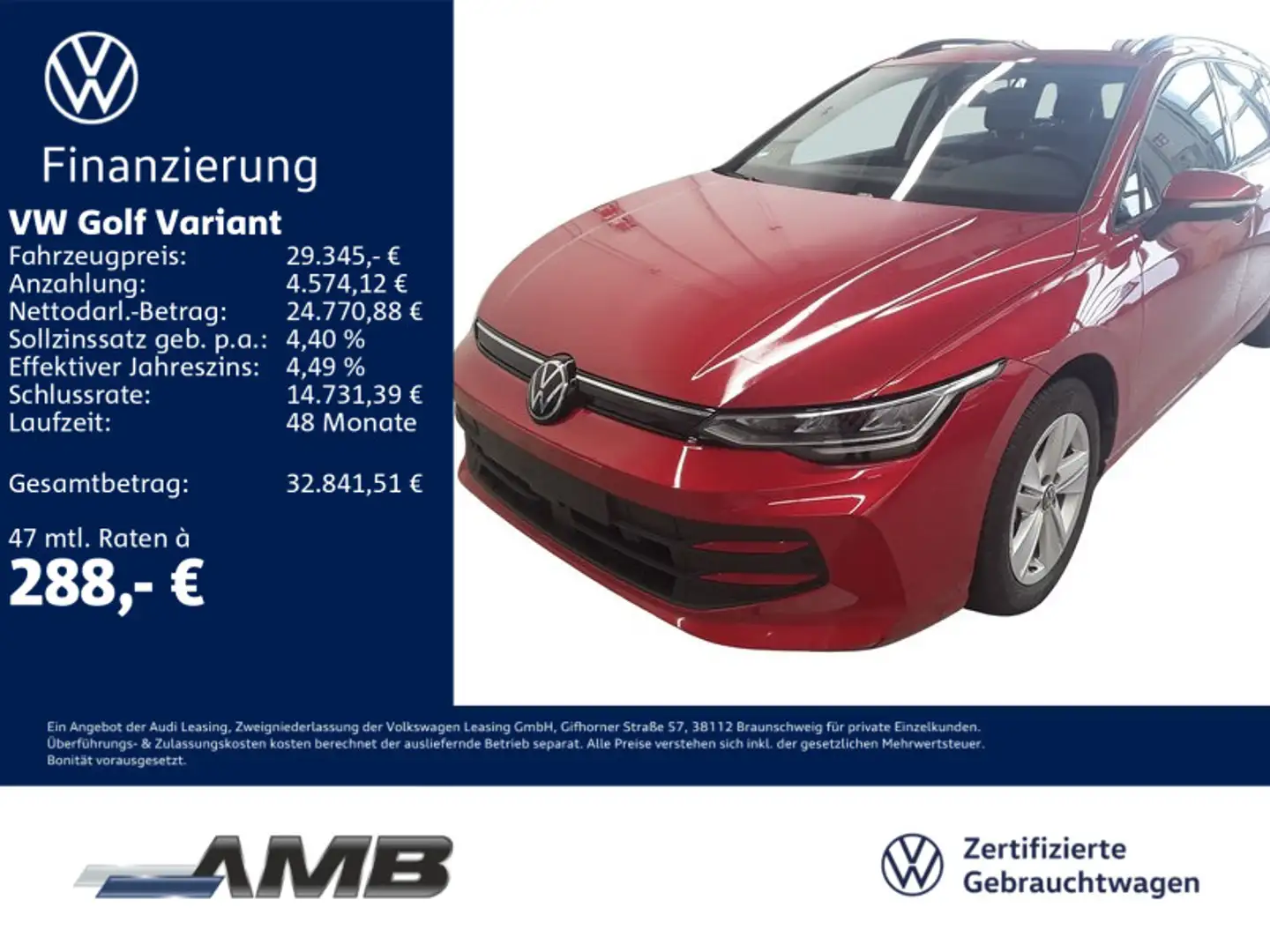 Volkswagen Golf Variant Life 2.0 TDI AHK/Standhzg/03.30Gara Rot - 1