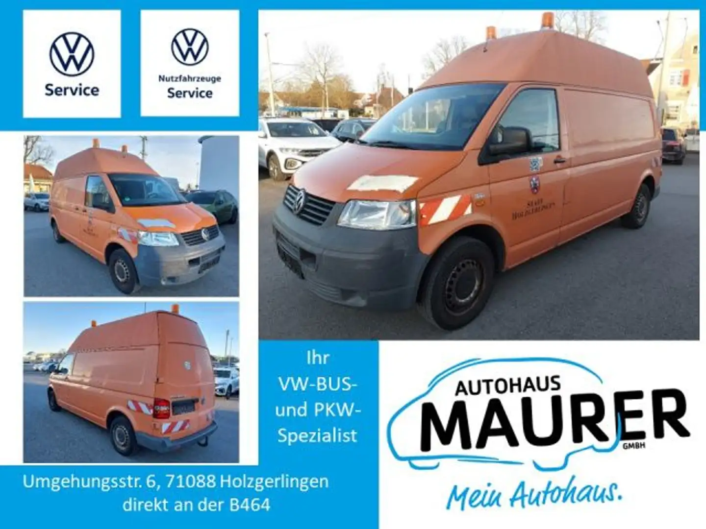 Volkswagen T5 Kasten Hochdach 1,9 TDI AHK 3,2t Gewicht Orange - 1