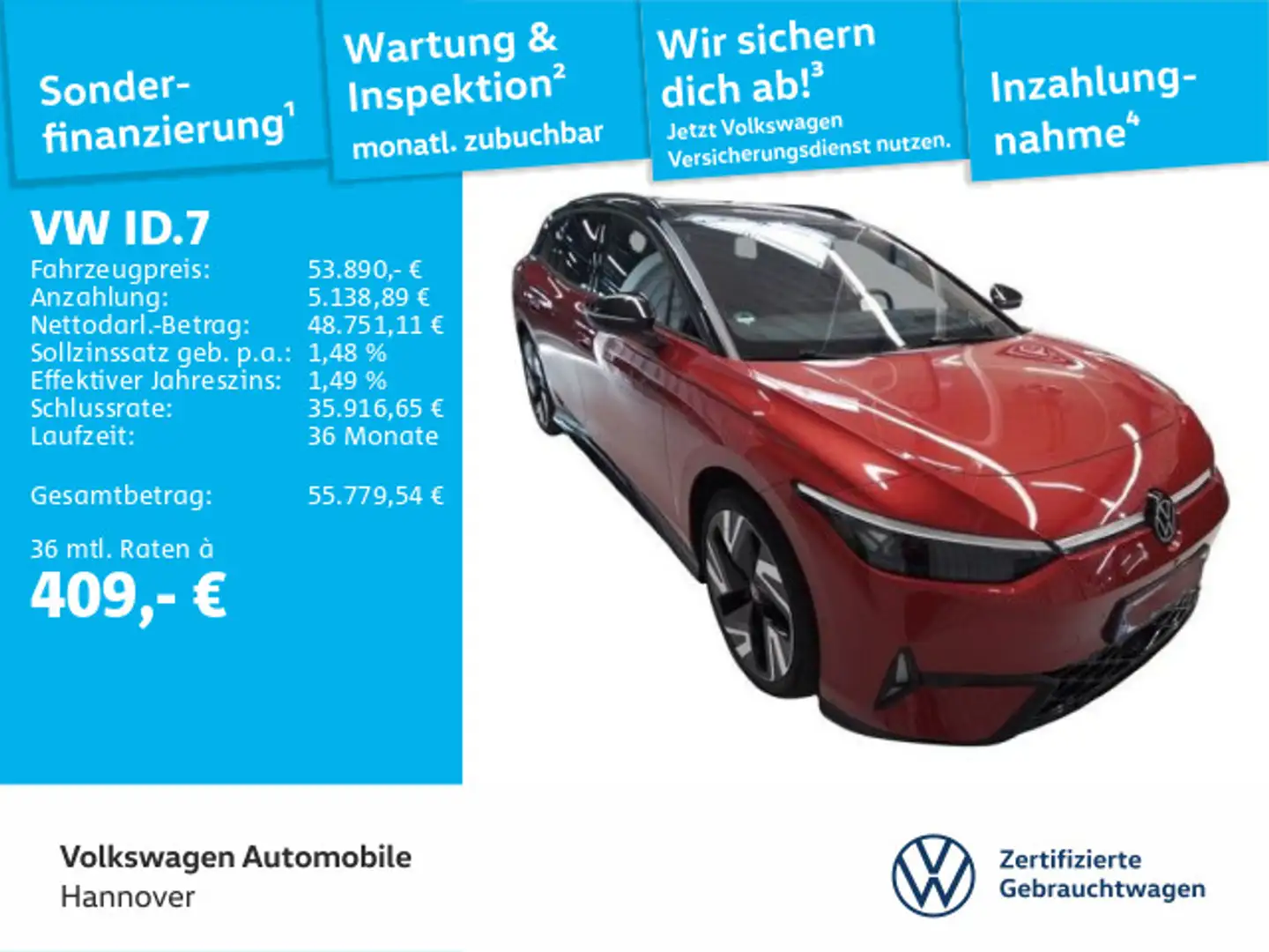 Volkswagen ID.7 Tourer GTX 4M Navi AHK LED Pano Kamera WP A Rot - 1