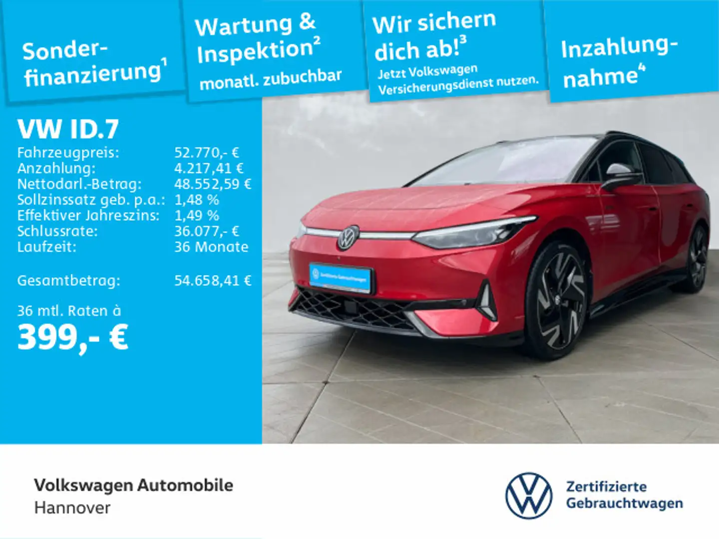 Volkswagen ID.7 Tourer GTX 4M Navi AHK LED Pano Kamera WP A Rot - 1