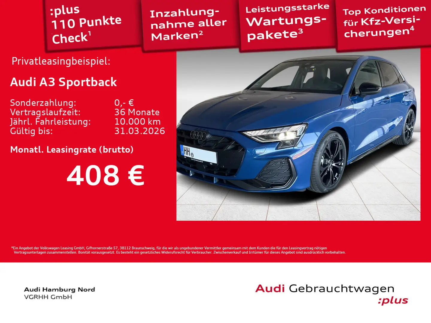 Audi A3 35 TFSI S line S tronic Navi Matrix Blau - 1