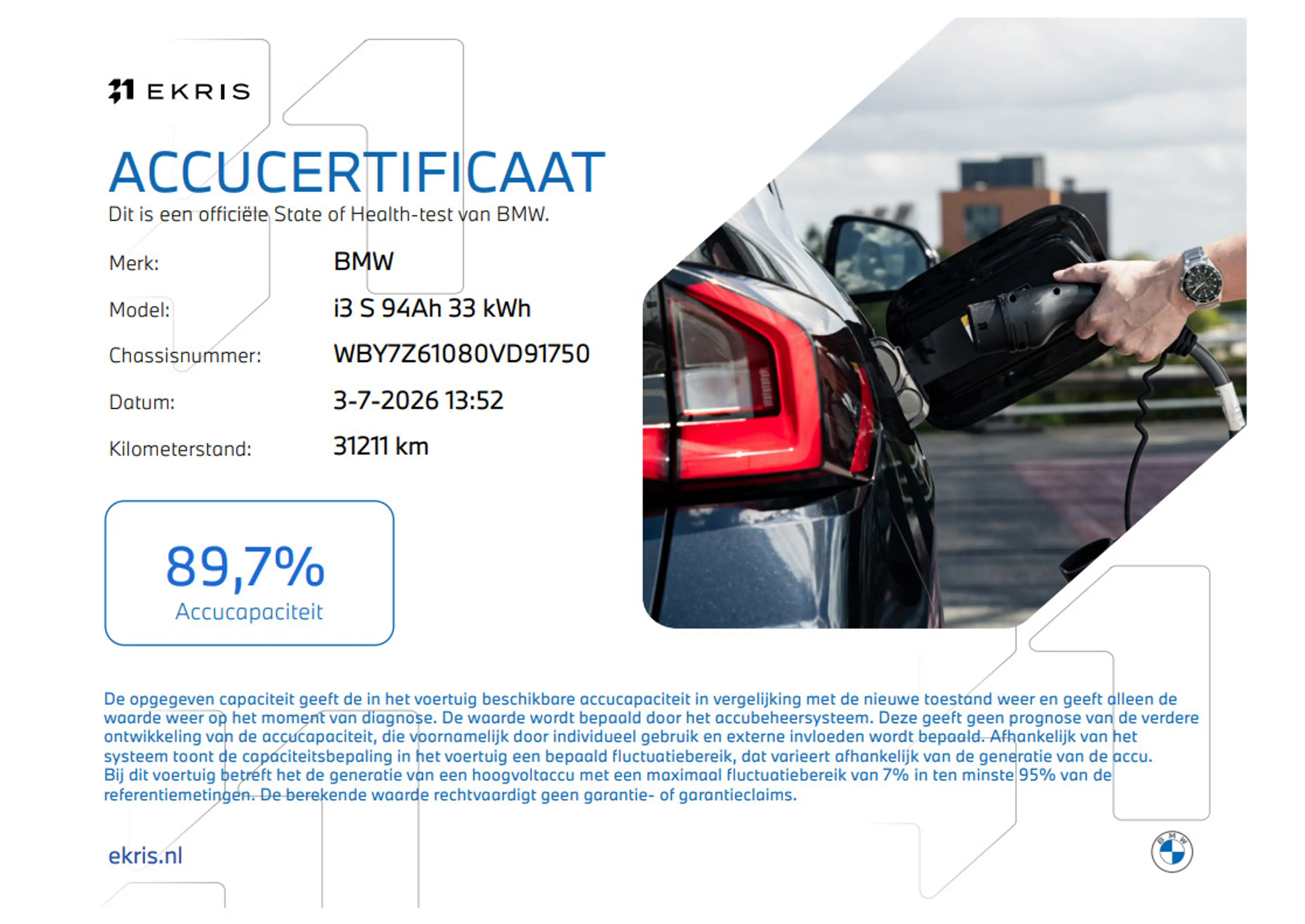 BMW i3 S 94Ah 33 kWh SoH 89,7% | Schuifdak | Harman/Kardo — photo 2