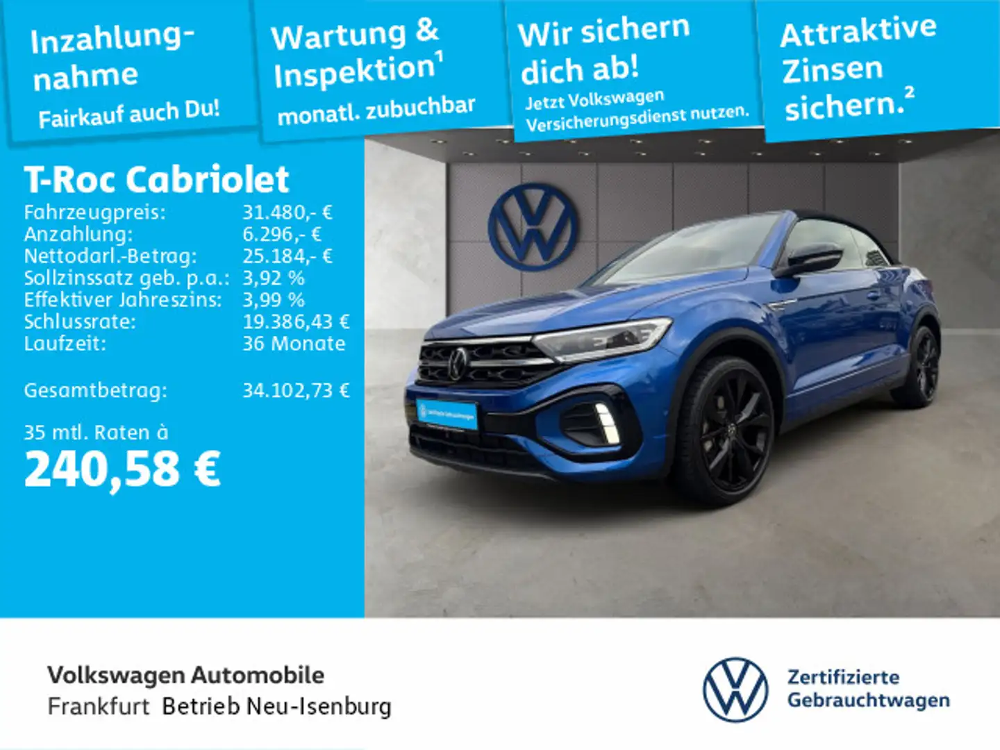 Volkswagen T-Roc 1.5 TSI DSG R-Line Black Style 1 Blau - 1