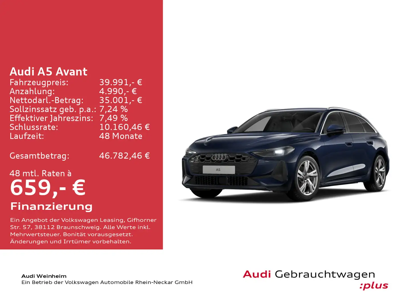 Audi A5 TFSI S tronic GAR 2030 AHK Virtual Cock Blau - 2