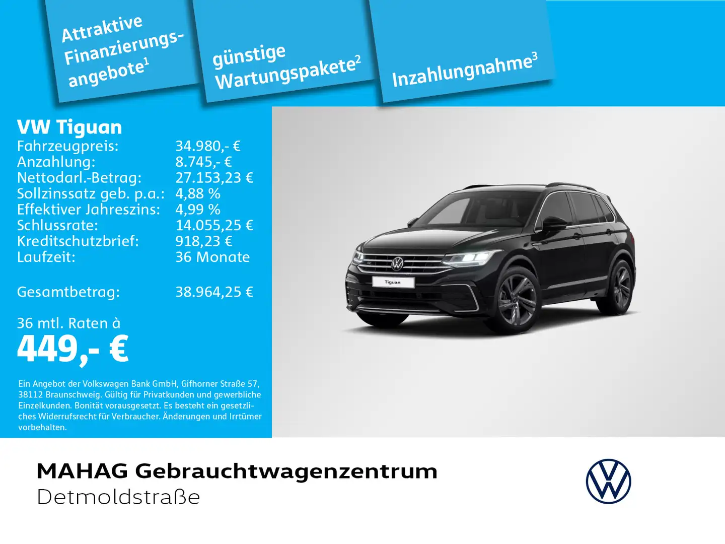 Volkswagen Tiguan R-Line 1,5 TSI LED ParkPilot RearView eKl Schwarz - 1