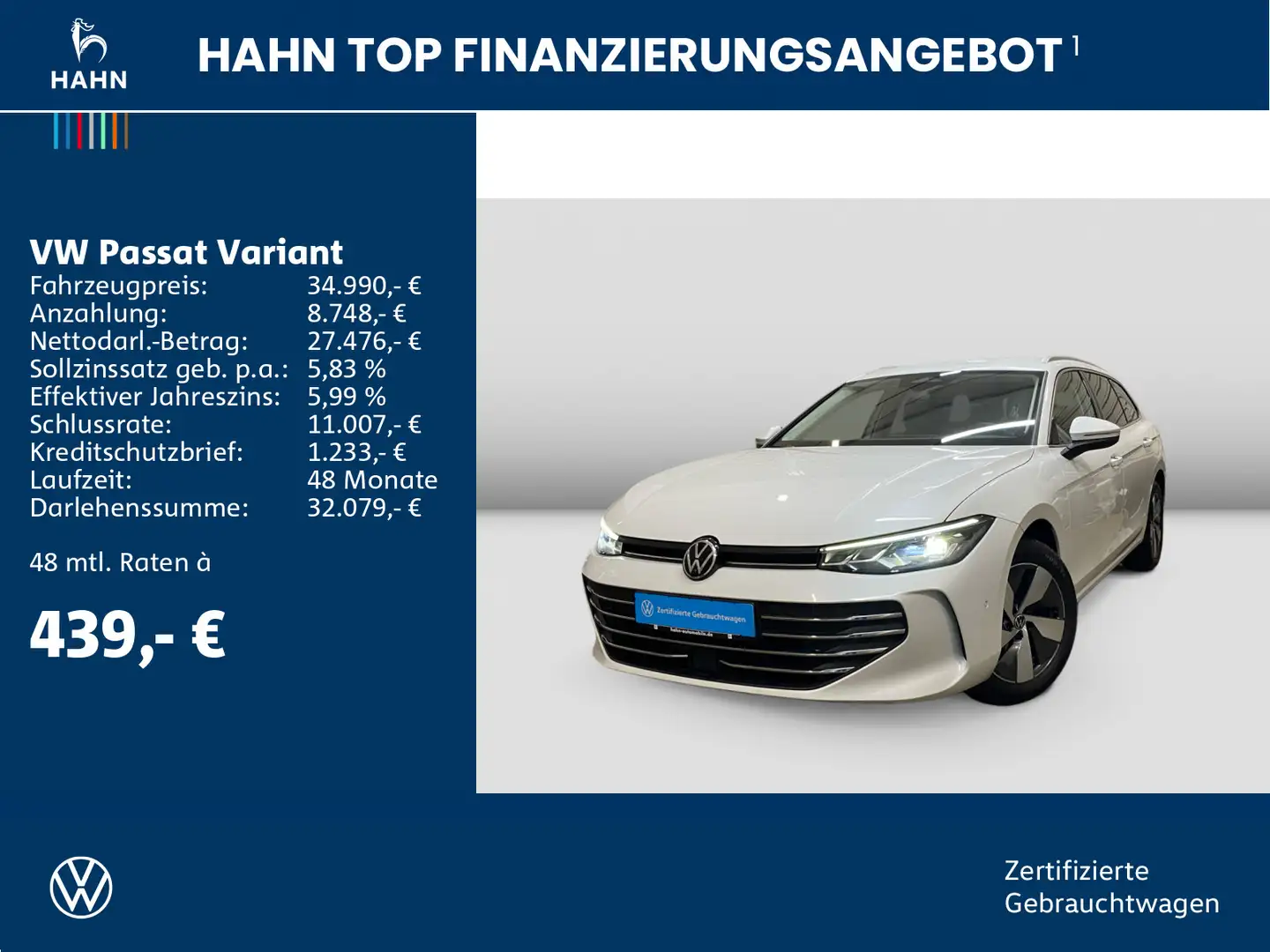 Volkswagen Passat Variant 1.5TSI DSG Business AHK Area Navi Weiß - 2