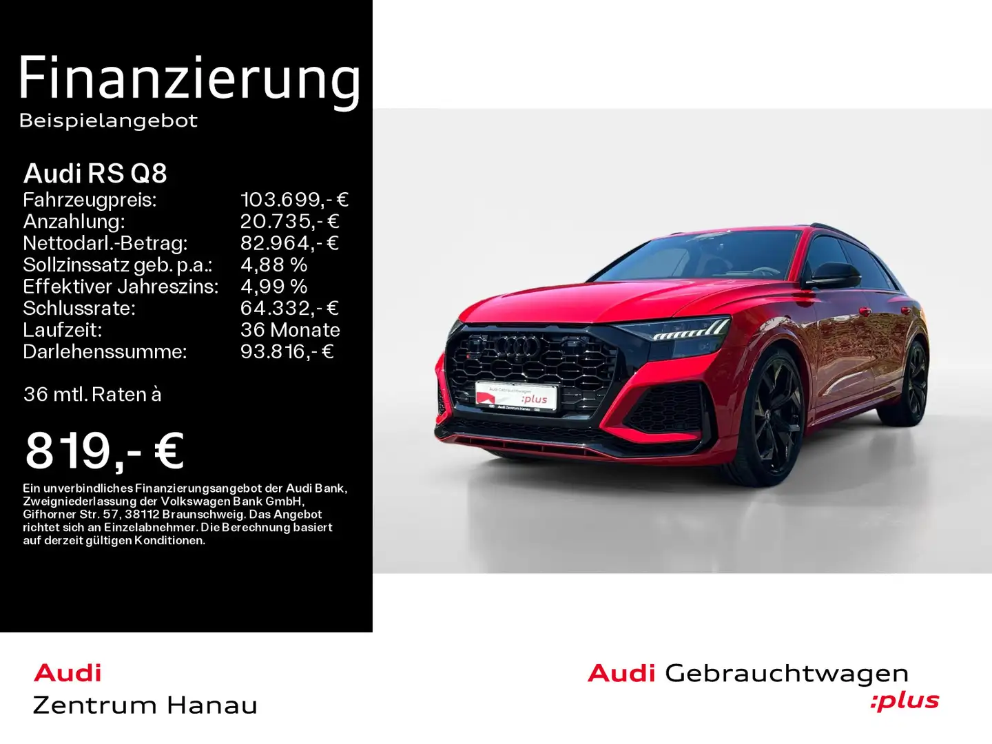 Audi RS Q8 4.0 V8 *PANO*AHK*RS-ABGAS*305 KM/H*KERAMIK Rojo - 1