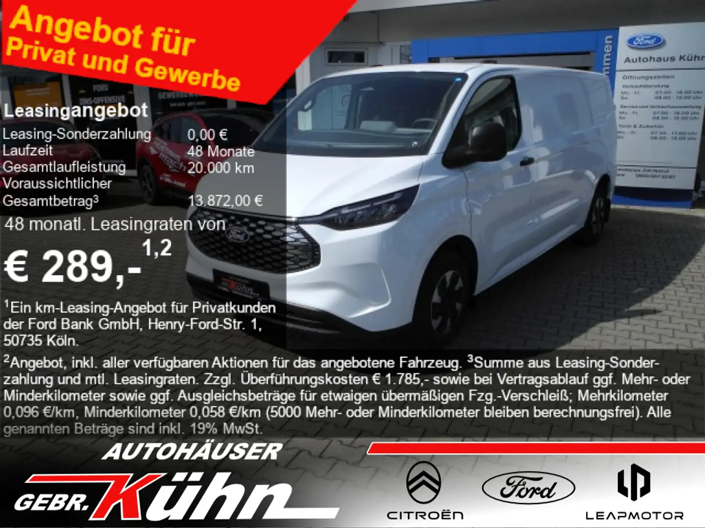 Ford E-Transit Custom 340 L2 Trend - 230V (2,3kW), Allw., Holzb. Alb - 1