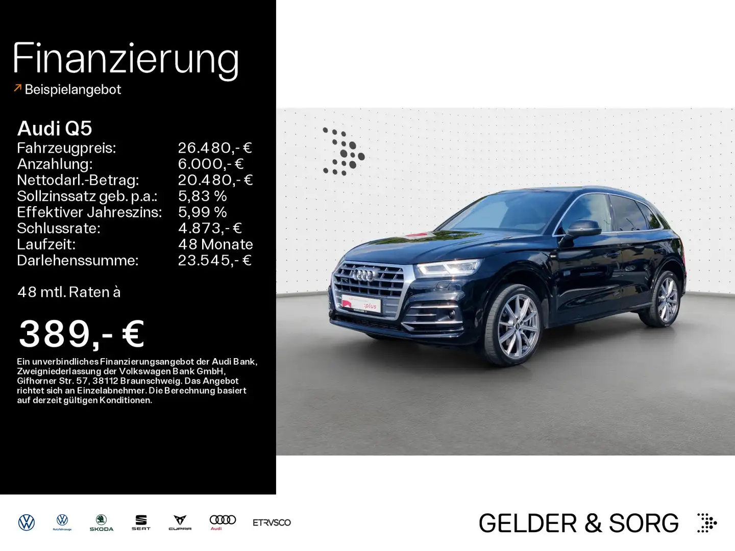 Audi Q5 50 TFSIe sport qu Standklima*Tour*Matrix*ACC* Black - 1