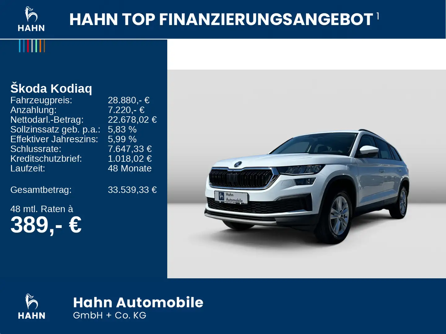 Skoda Kodiaq 2.0TDI DSG Ambition 7-Sitze LED Navi Pano Blanc - 2