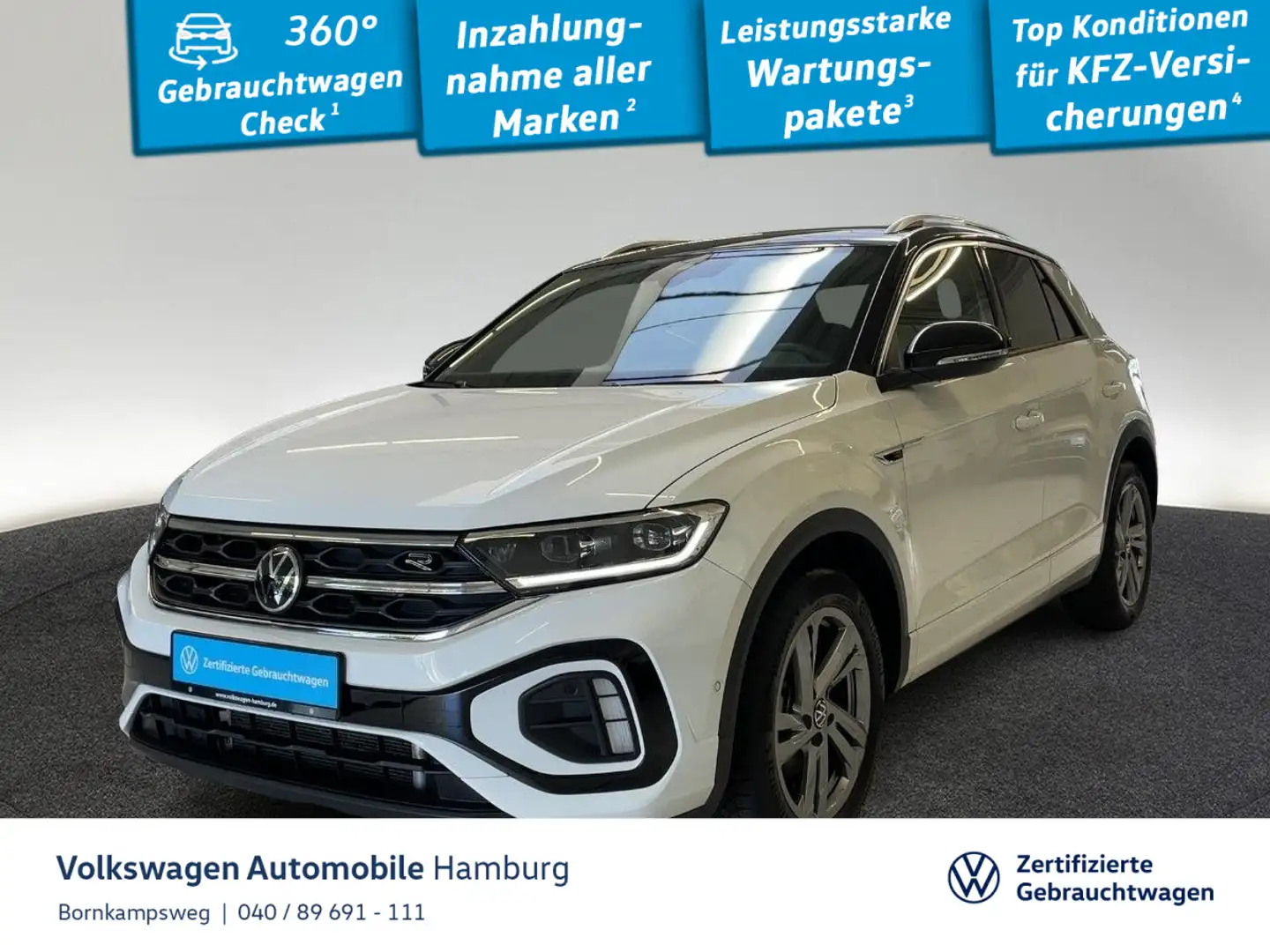 Volkswagen T-Roc 1.5 TSI R-Line DSG Kamera LED Navi AHK Weiß - 1