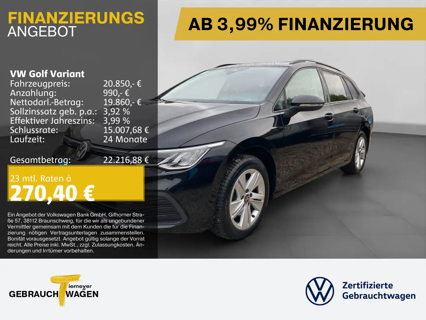 Volkswagen Golf Variant 2.0 TDI DSG LIFE AHK SIDE-ASSIST Noir - 1