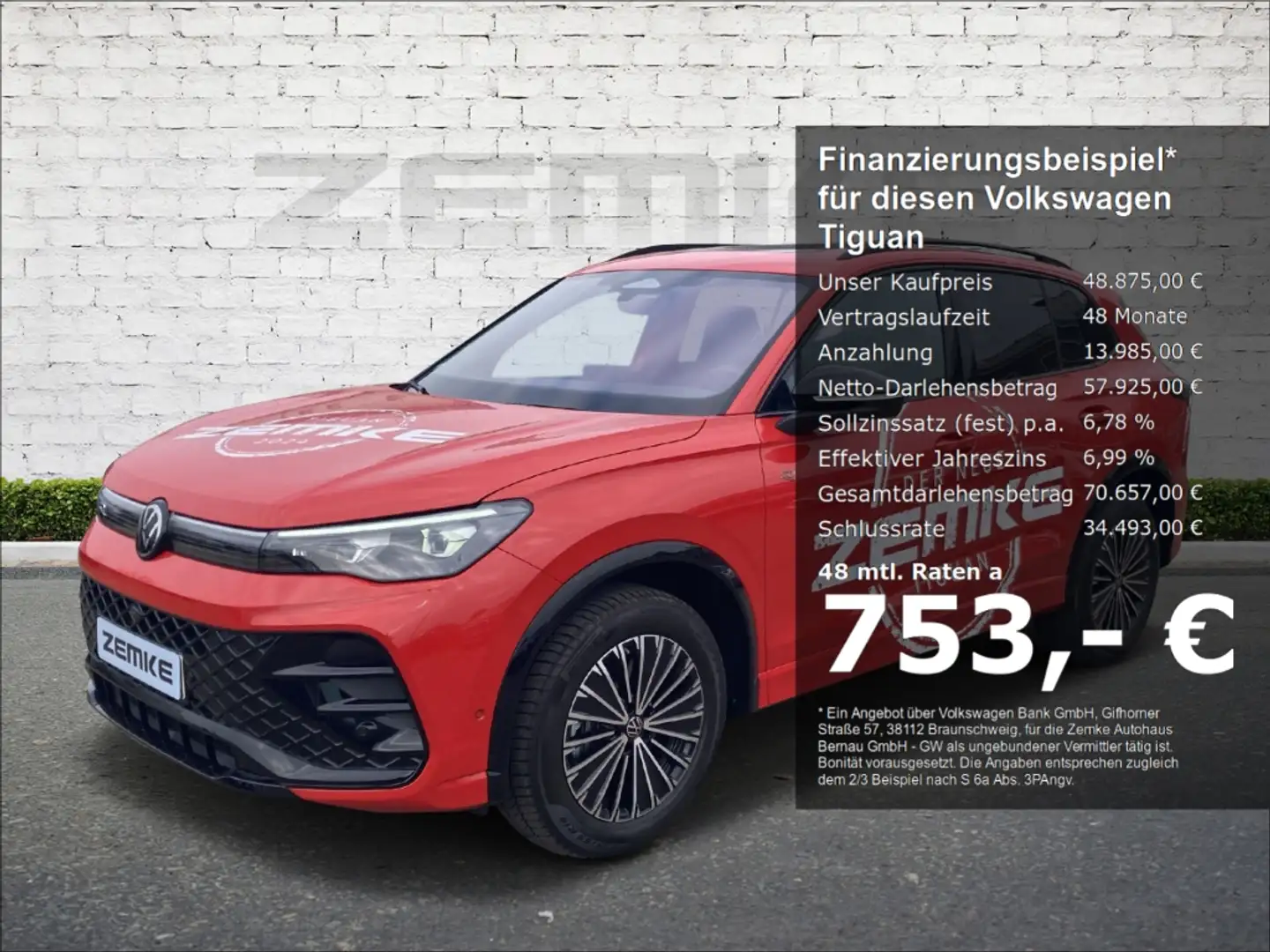 Volkswagen Tiguan R-Line 2,0 TDI 4MOTION DSG Rood - 1