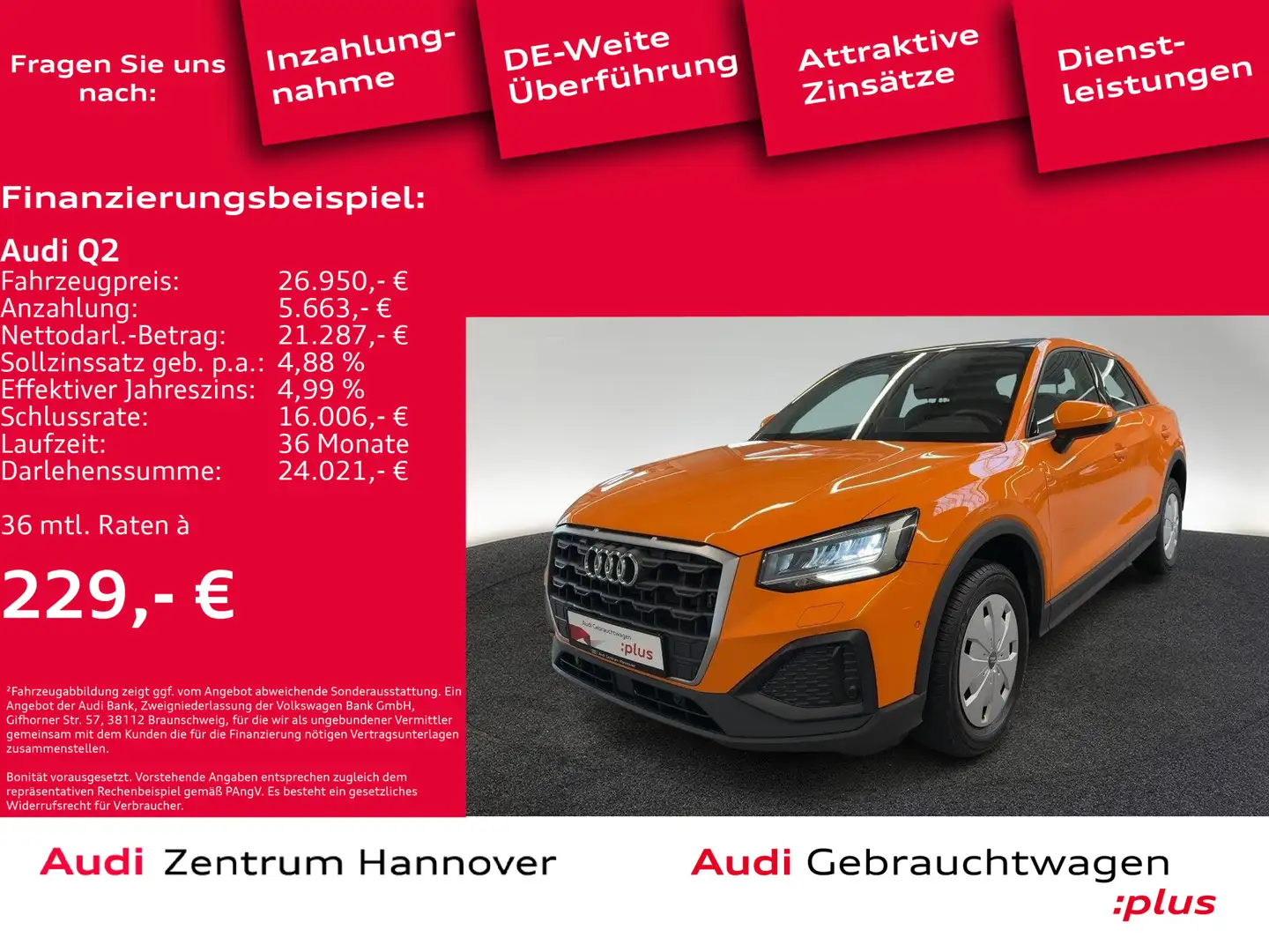 Audi Q2 30 TDI S tronic Pano AHK Assistenz-Paket-Park Orange - 2
