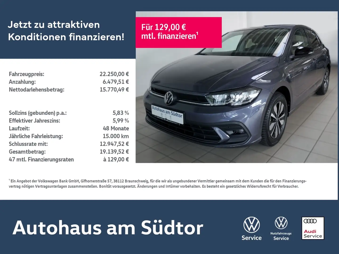 Volkswagen Polo GOAL 1.0 TSI | LED PDC ACC Navi App Grau - 1