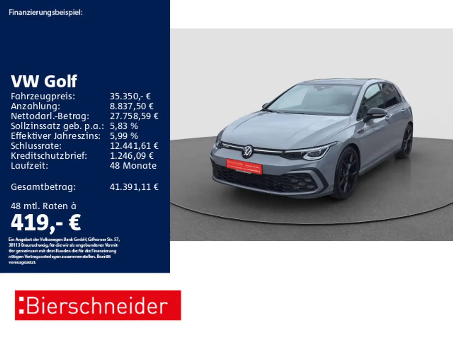 Volkswagen Golf 8 2.0 TDI DSG GTD Black 19 AHK MATRIX PANO Grau - 1