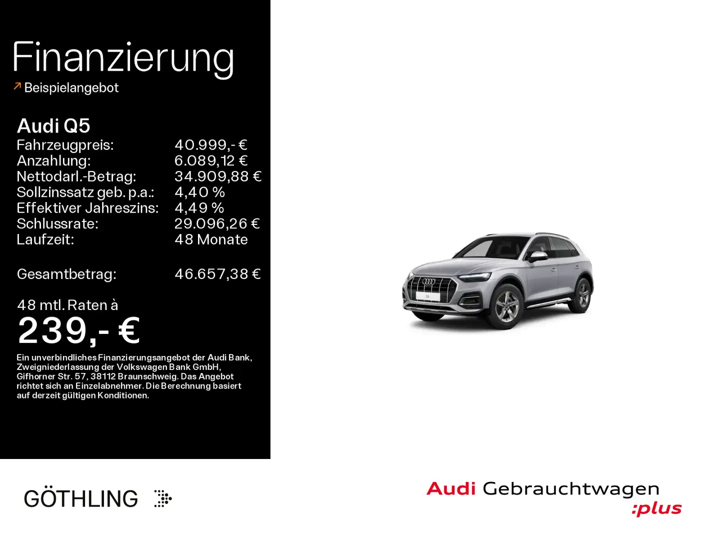 Audi Q5 40 TFSI qu Advanced S tro*Matrix*Virtual*Navi Argent - 1