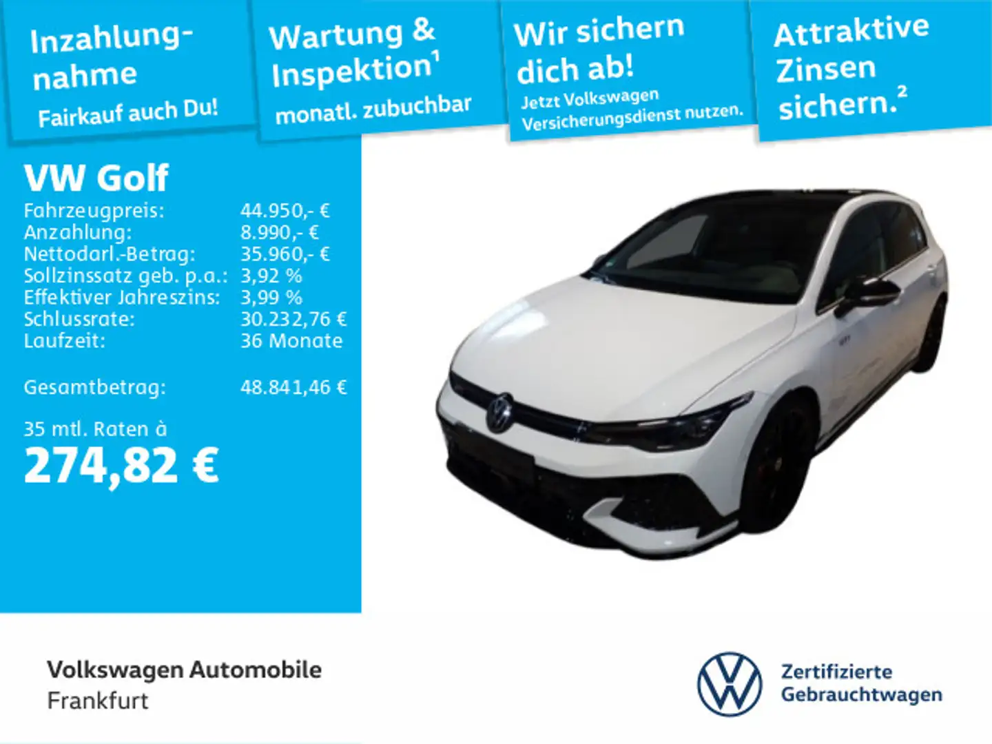 Volkswagen Golf GTI Golf VIII 2.0 TSI DSG GTI Clubsport Akrapovic Bl Weiß - 1