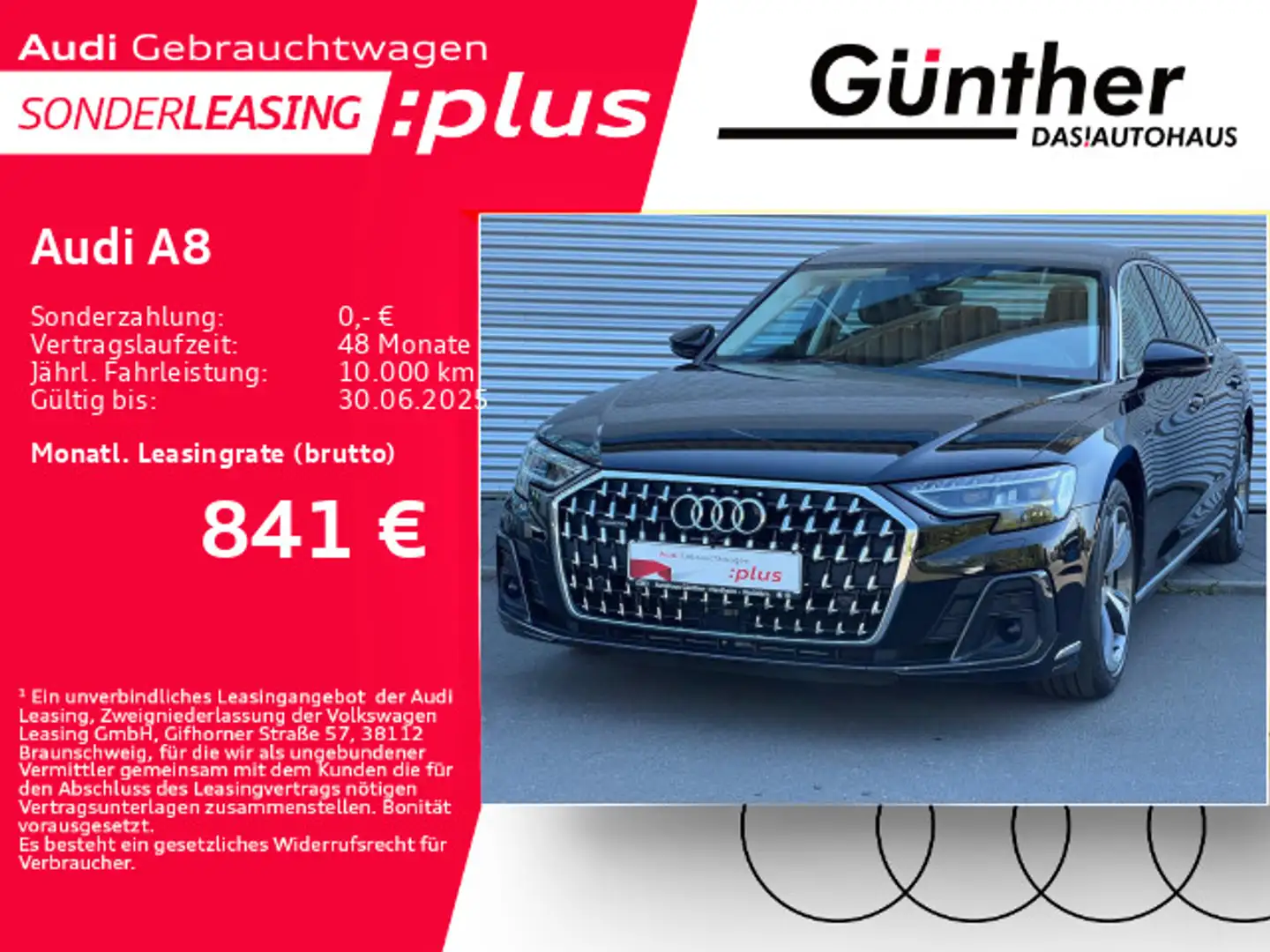 Audi A8 60 TFSIe QUATTRO Lang+INDIVIDUALKONTURSITZE+ Schwarz - 1