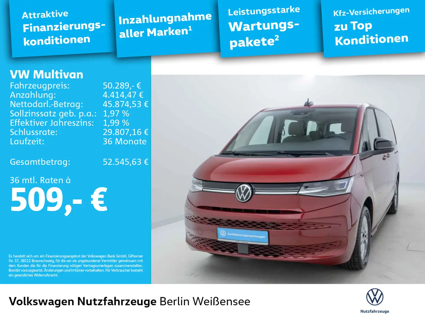 Volkswagen T7 Multivan T7 Multivan Life 2.0 TSI LÜ*DSG*IQ-LIGHT*PANO* Rosso - 2