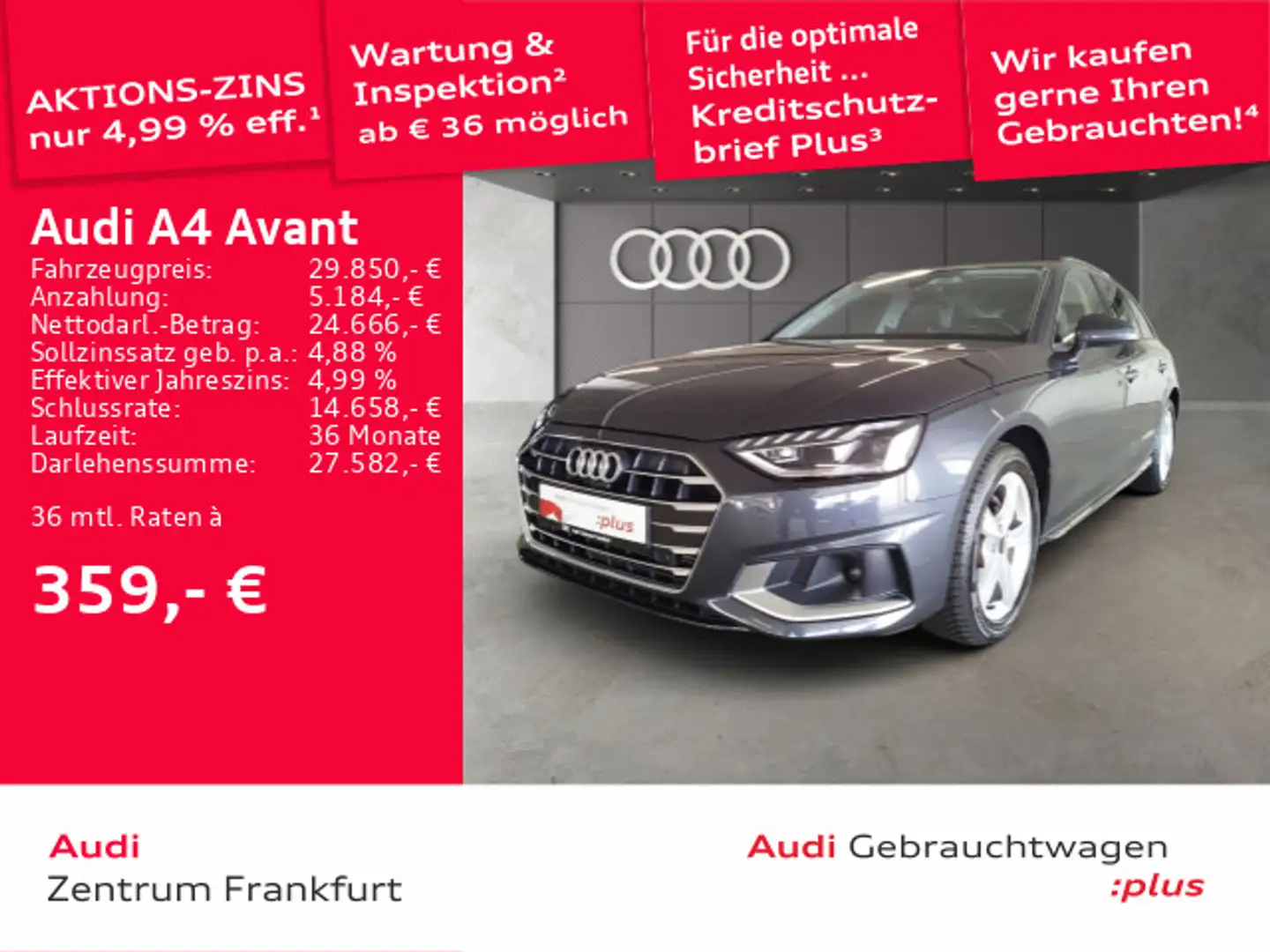 Audi A4 35 TFSI S tronic advanced LED HuD ACC B Grau - 1