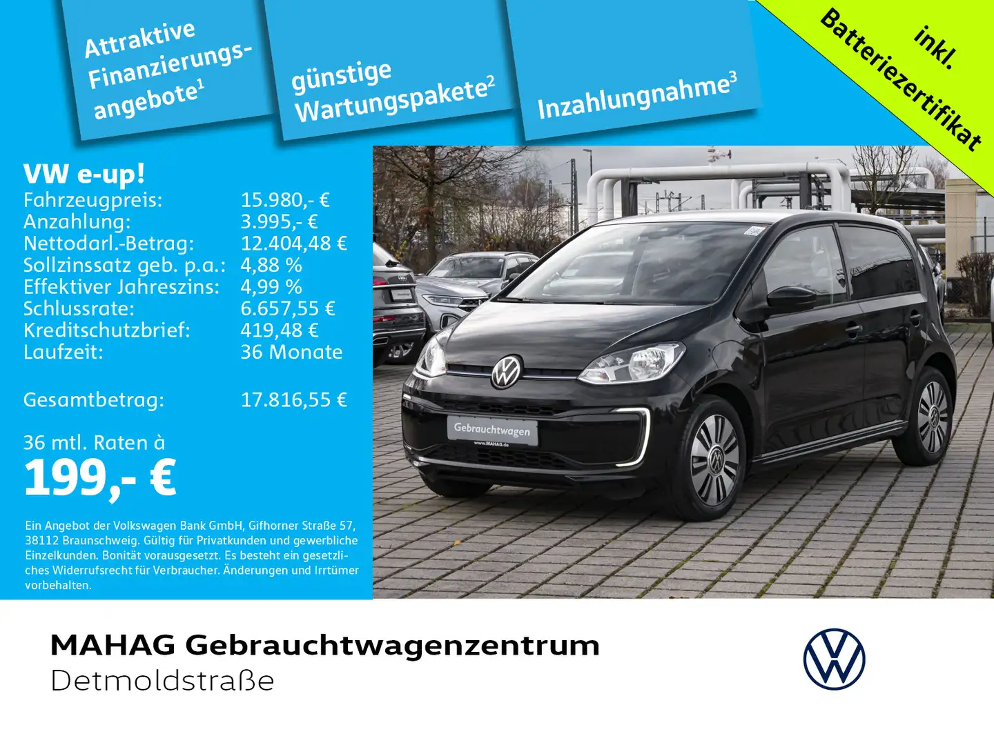 Volkswagen e-up! Style "Plus" 61kW CCS Sitzhz Maps+MoreDOCK Schwarz - 1