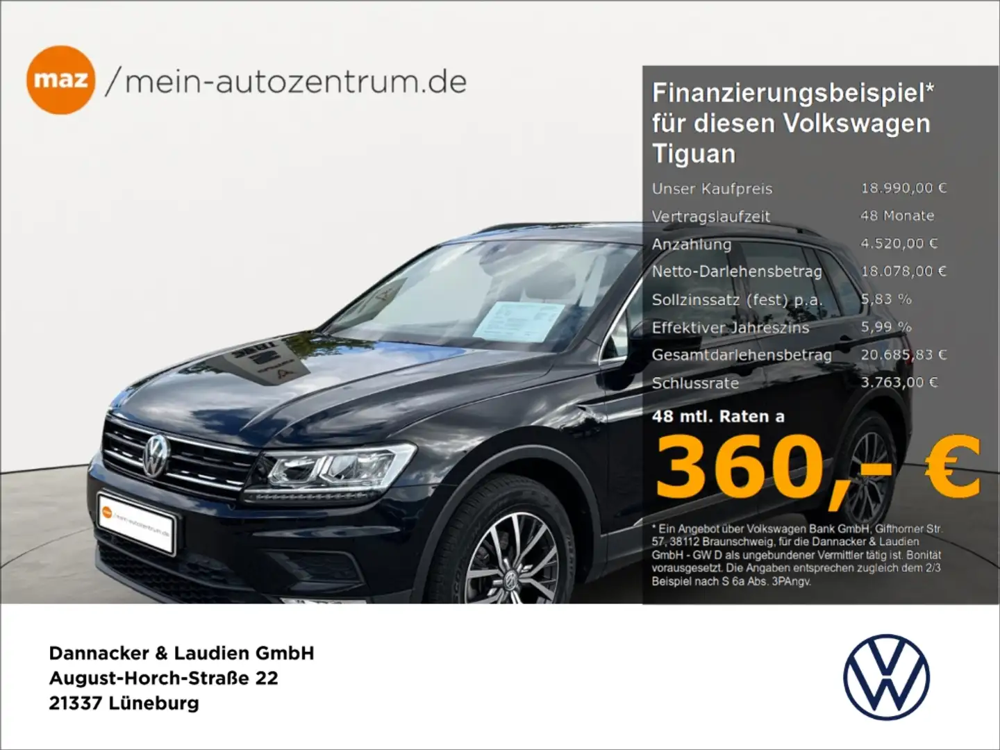 Volkswagen Tiguan 1.4 TSI Comfortline Alu LED Navi ACC Active Info Schwarz - 1