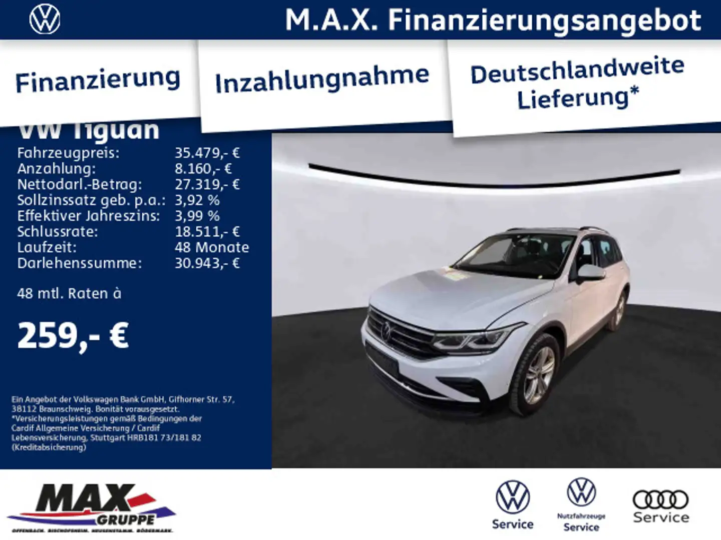 Volkswagen Tiguan 2.0 TDI LIFE MATRIX LED+PANO+360°+STHZ+AH Wit - 1