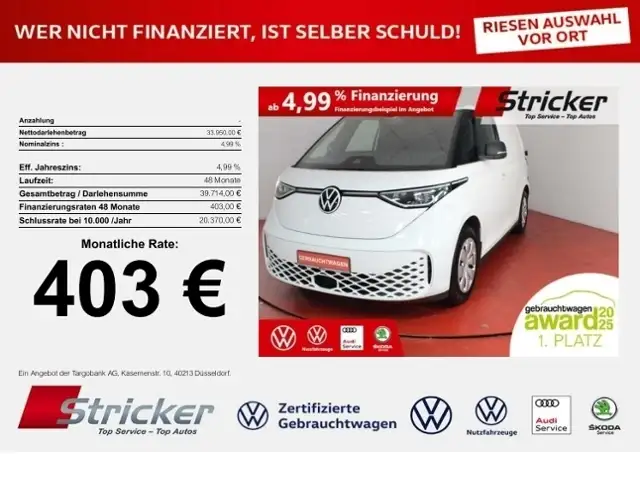 Volkswagen ID. Buzz Cargo kurzer Radstand 150/77 403,-ohne Anzahlung