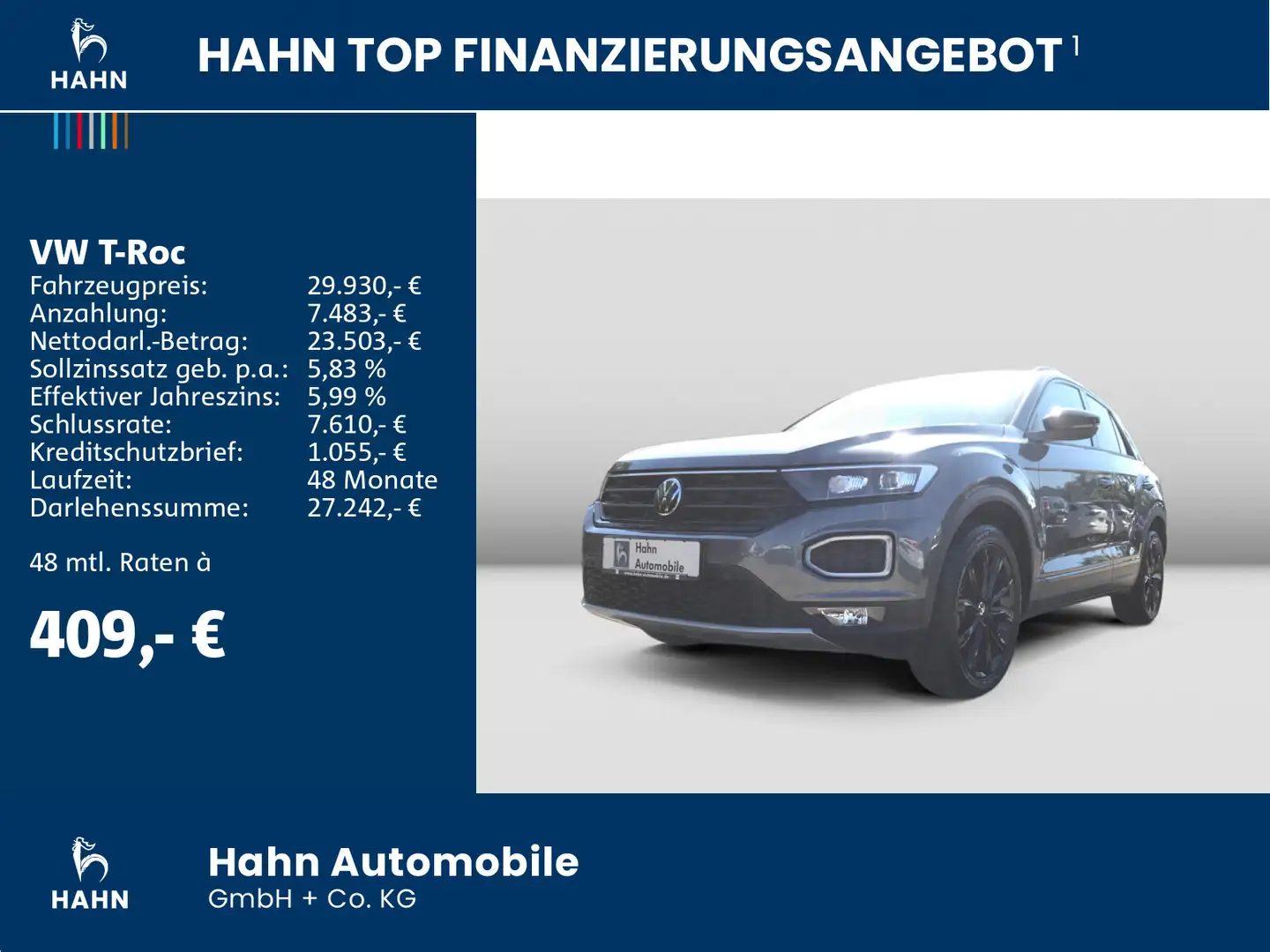 Volkswagen T-Roc 1.5TSI DSG Sport BlackStyle ACC LED Navi C Grau - 2