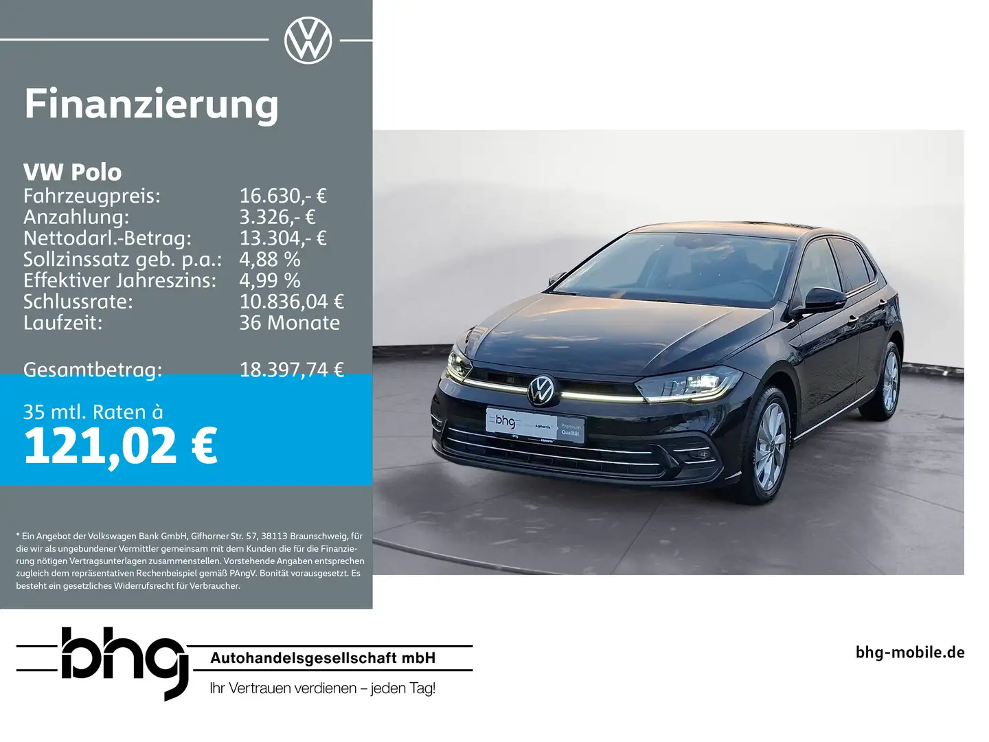 Volkswagen Polo Style 1.0 l TSI OPF 5 Schwarz - 1