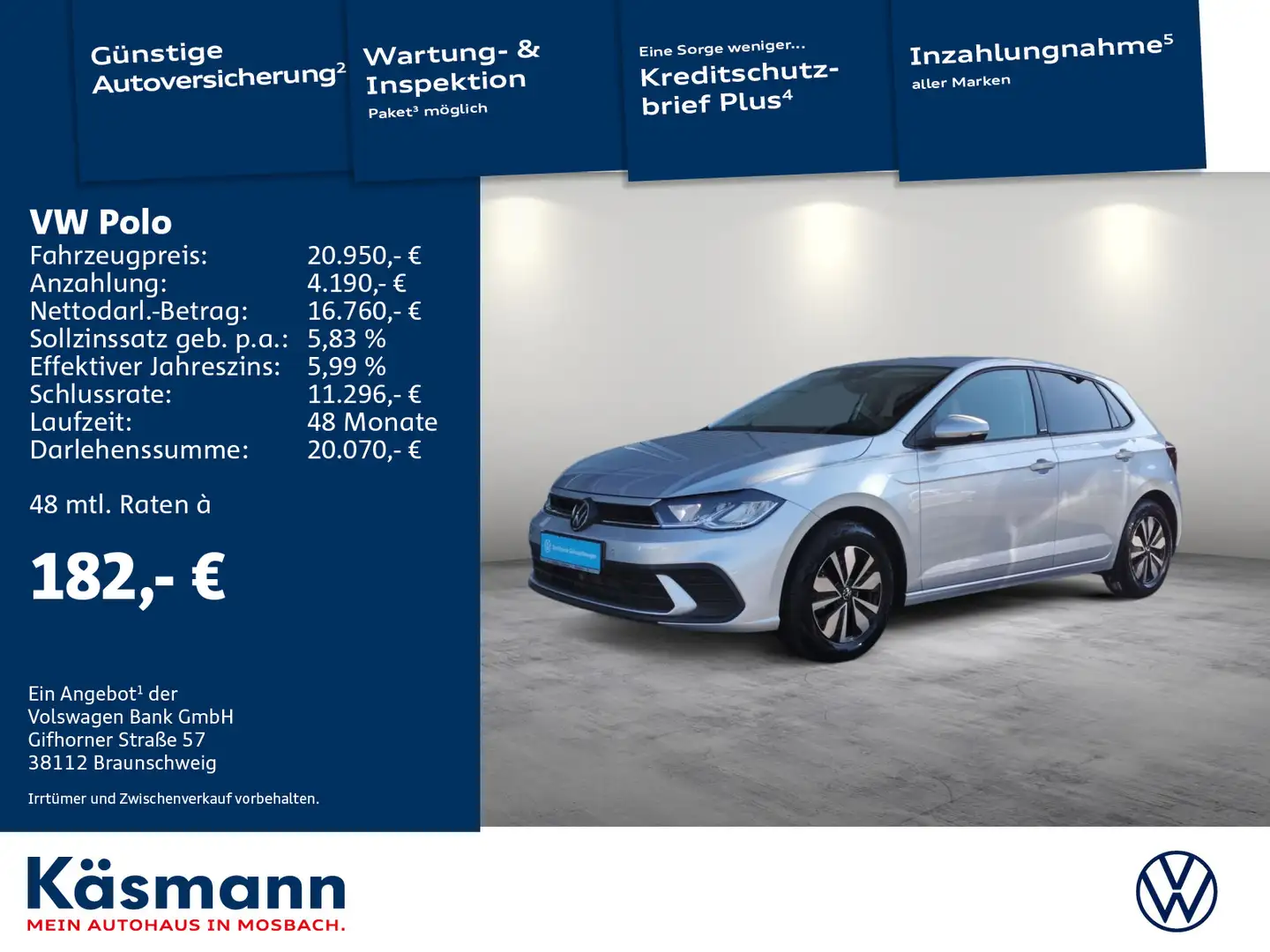 Volkswagen Polo MOVE 1.0TSI DSG LED ACC SHZ PDC DAB Silber - 1