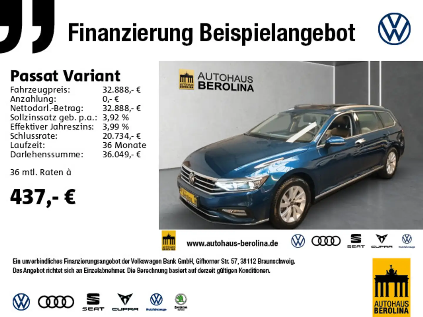 Volkswagen Passat Variant 2.0 TSI Elegance DSG *PANO*AHK* Blau - 1