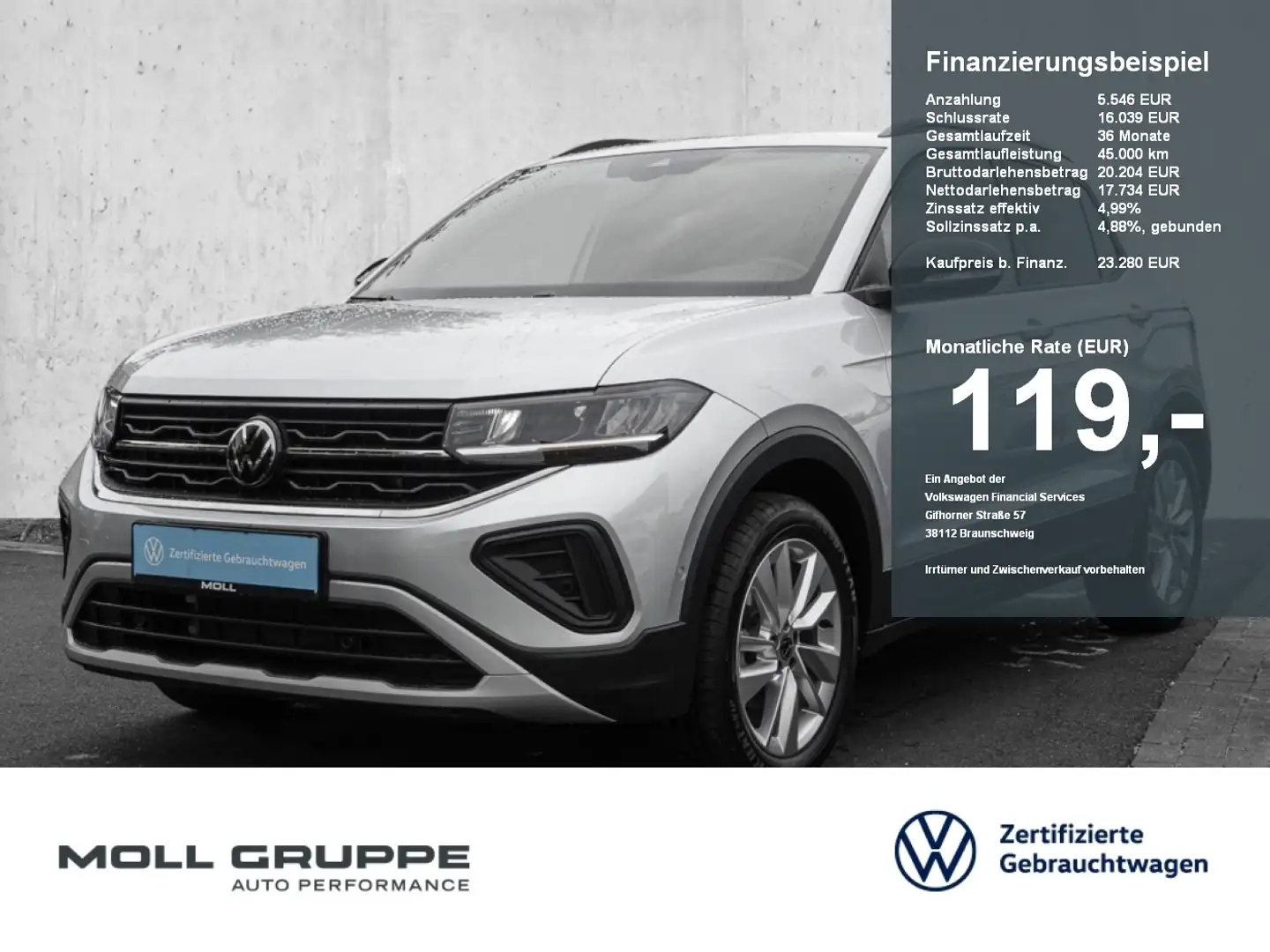 Volkswagen T-Cross Life 1.0 l TSI OPF ACC LED Navi Argent - 1